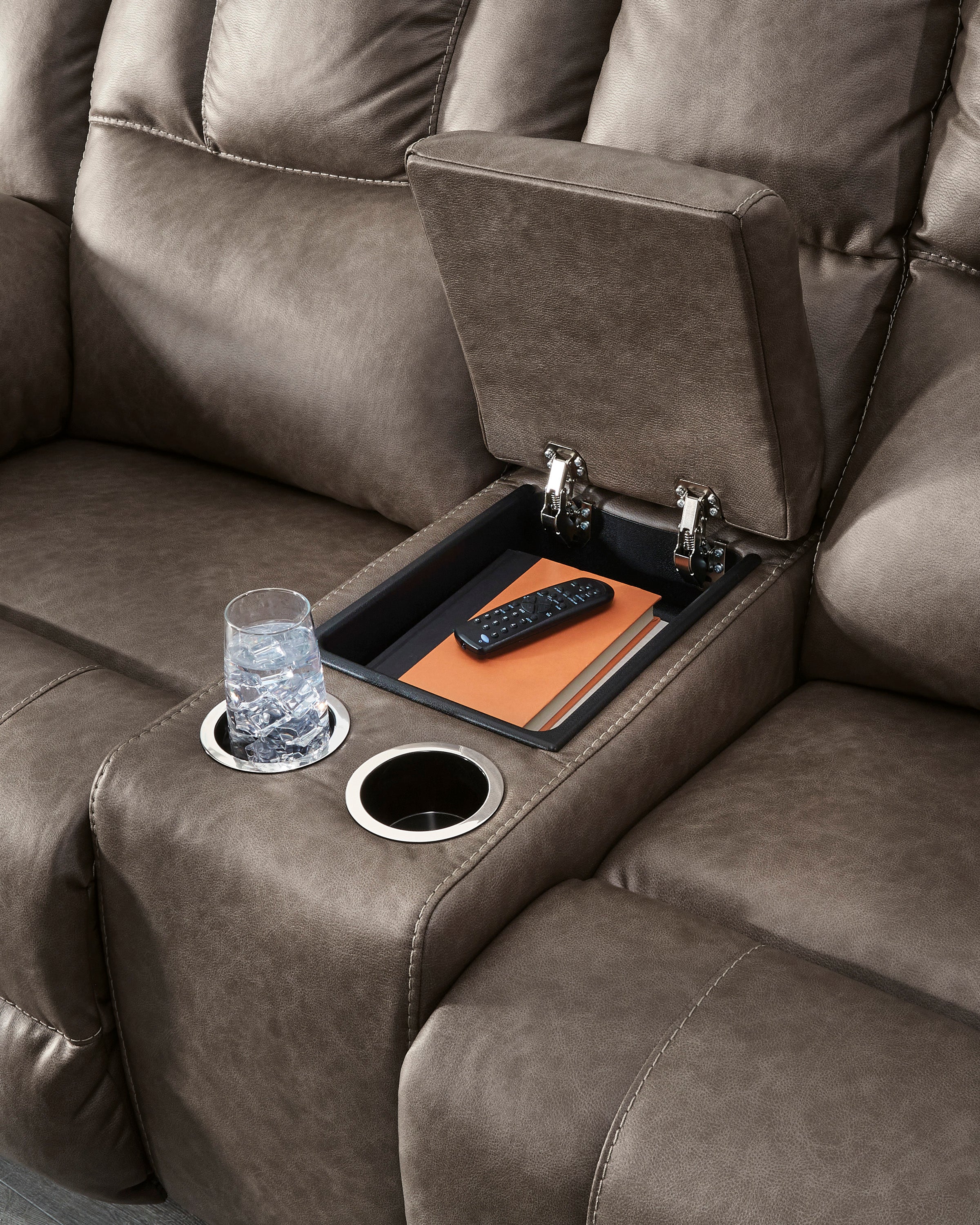 Ashley Lowilla Driftwood Faux Leather Reclining Set, view 2