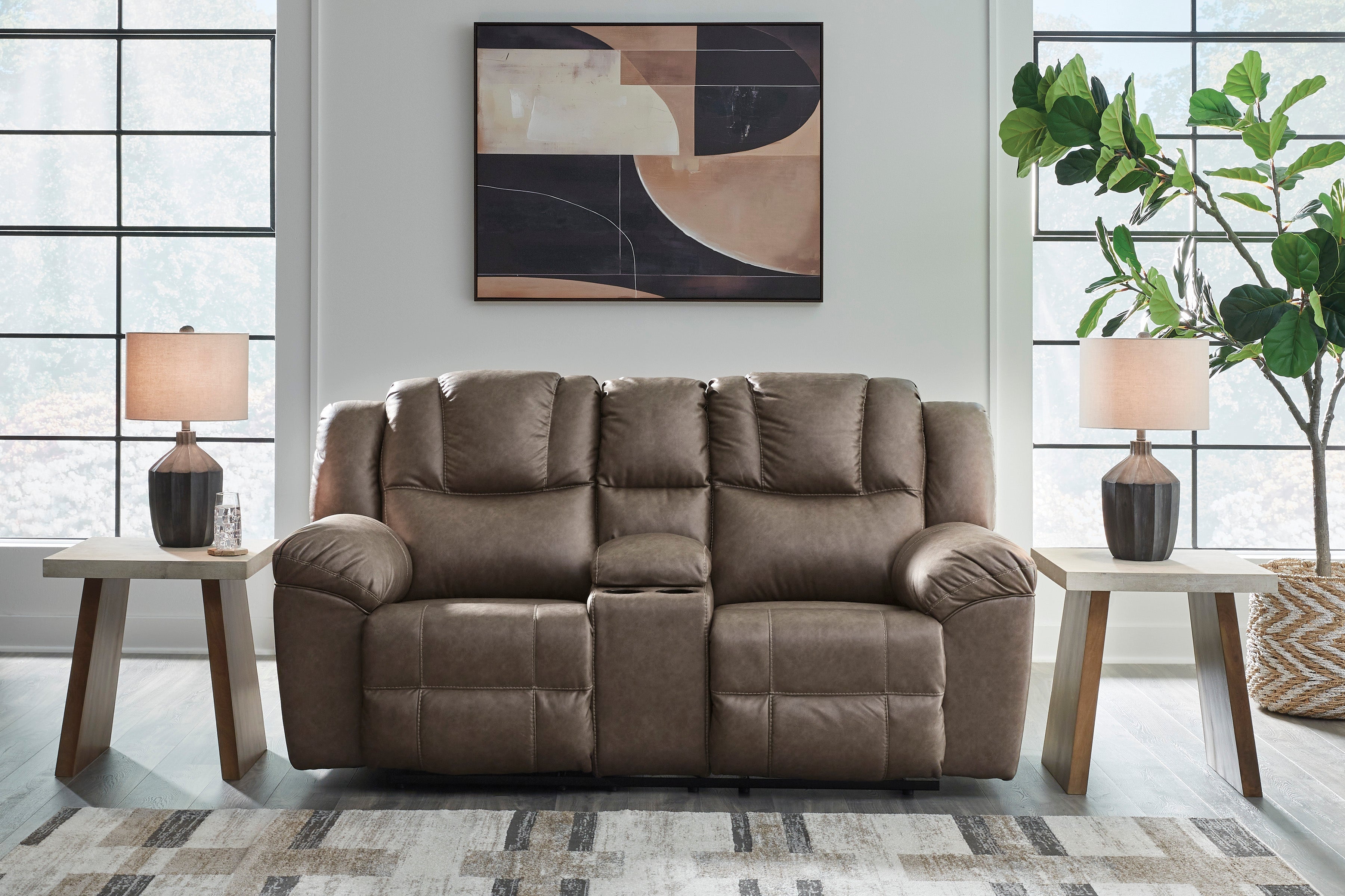Ashley Lowilla Driftwood Faux Leather Reclining Set, view 5