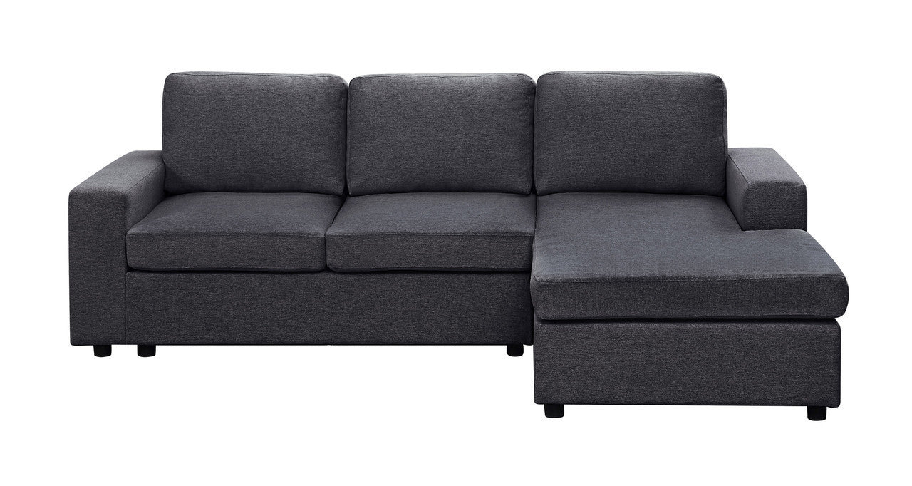 Aurelle 94.5" Sofa with Reversible Chaise in Dark Gray Linen