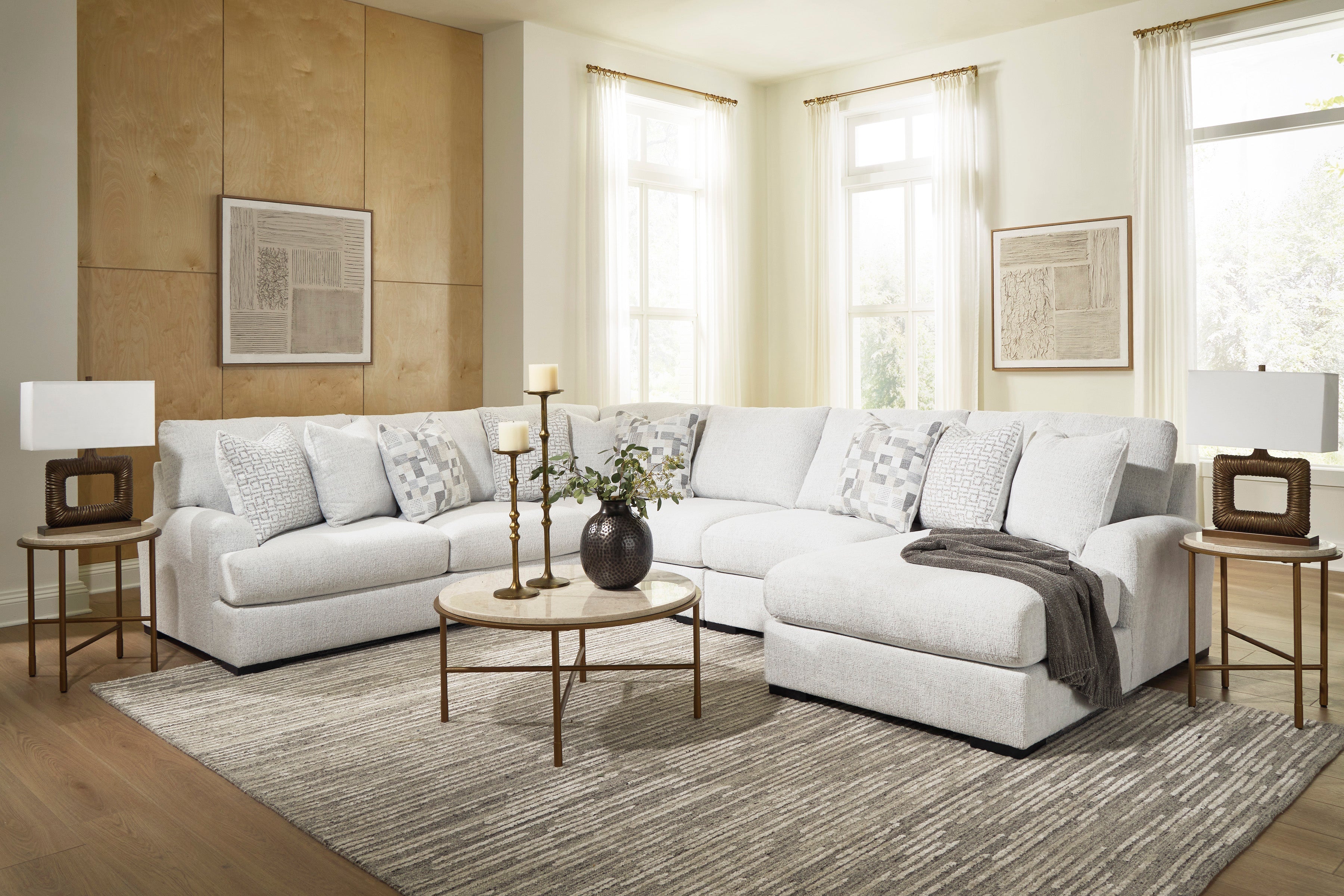 Ashley Misty Lakes Chalk 5-Piece Sectional with Chaise