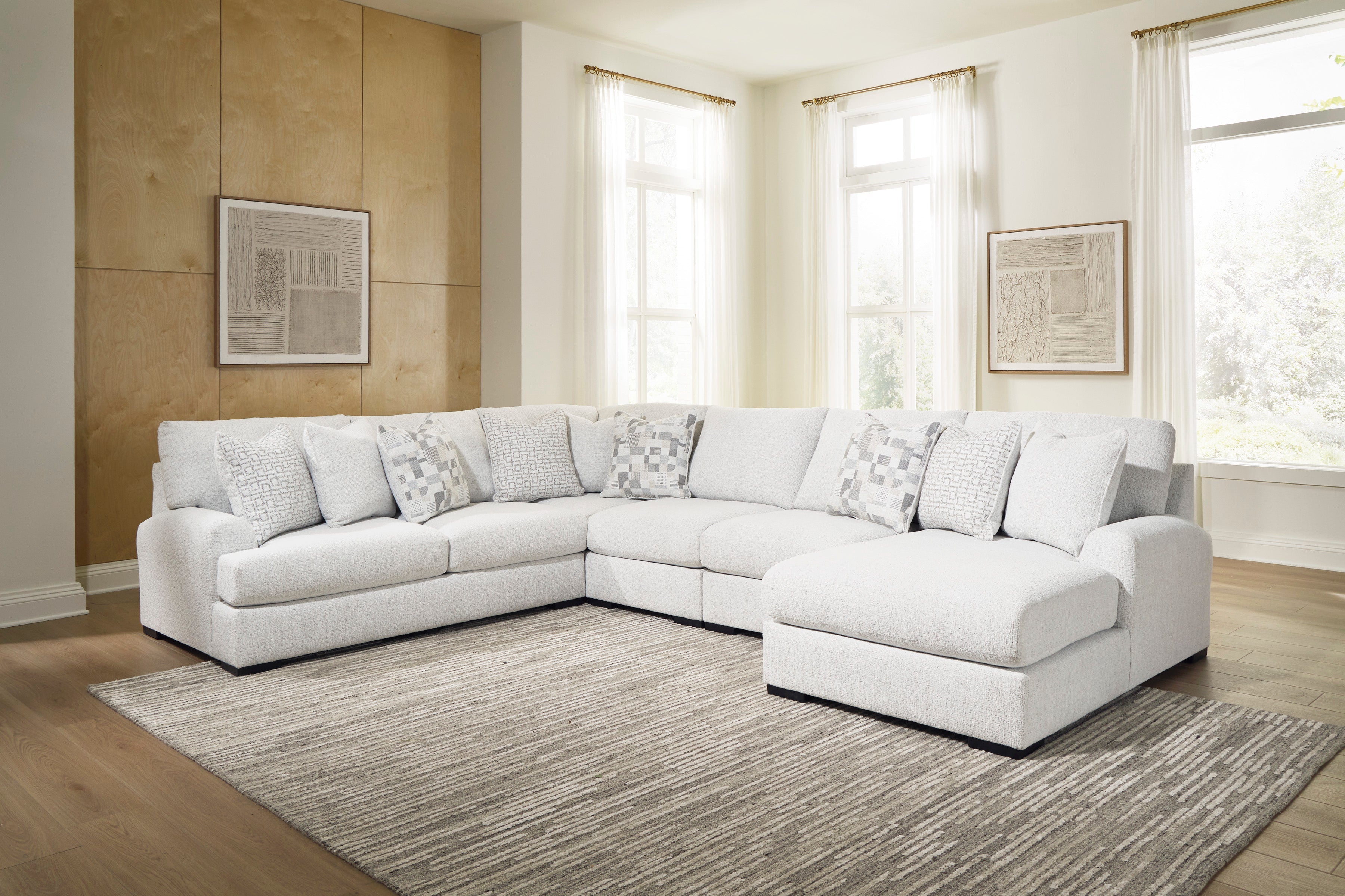 Ashley Misty Lakes Chalk 5-Piece Sectional with Chaise, view 2