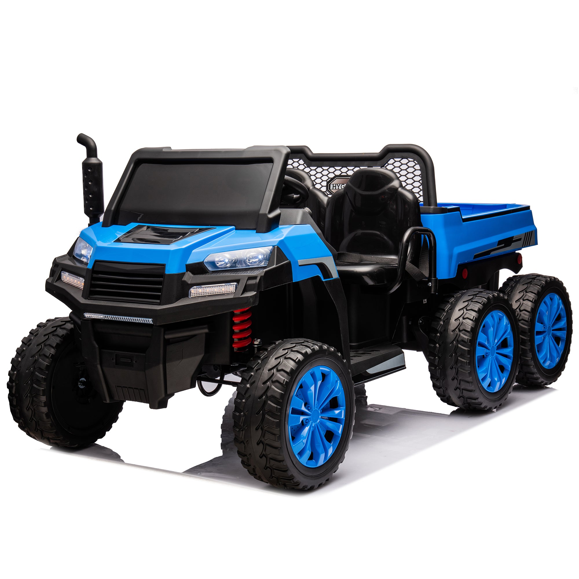 24V 2-Seater UTV-XXL Ride On Truck with Dump Bed for kid,Ride On 4WD UTV with 6 Wheels,Foam Tires, Suitable for Off-Roading,remote control,Three-Point Safety Harness