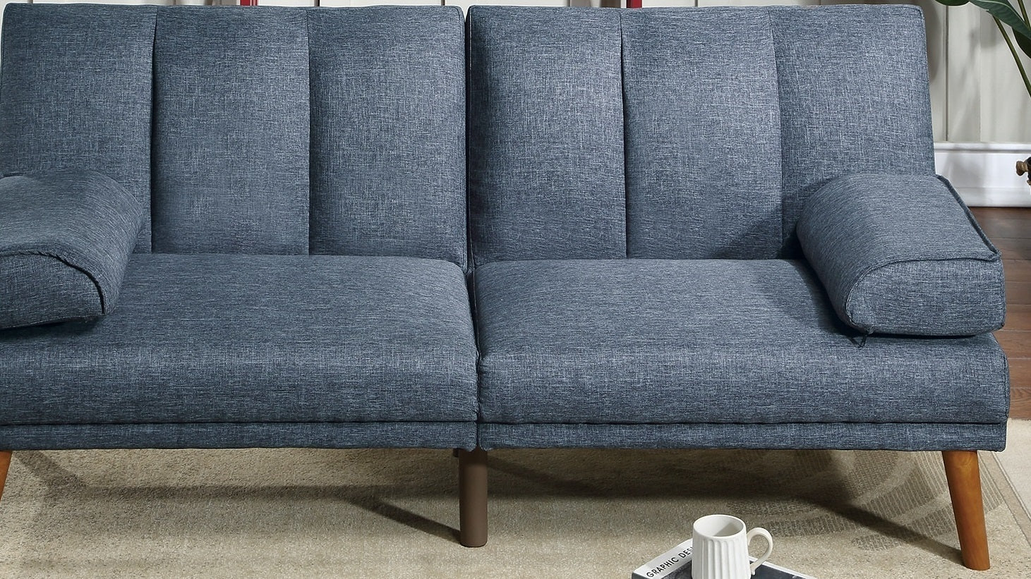 Navy Color 2pc Sectional w/ Solid wood Legs