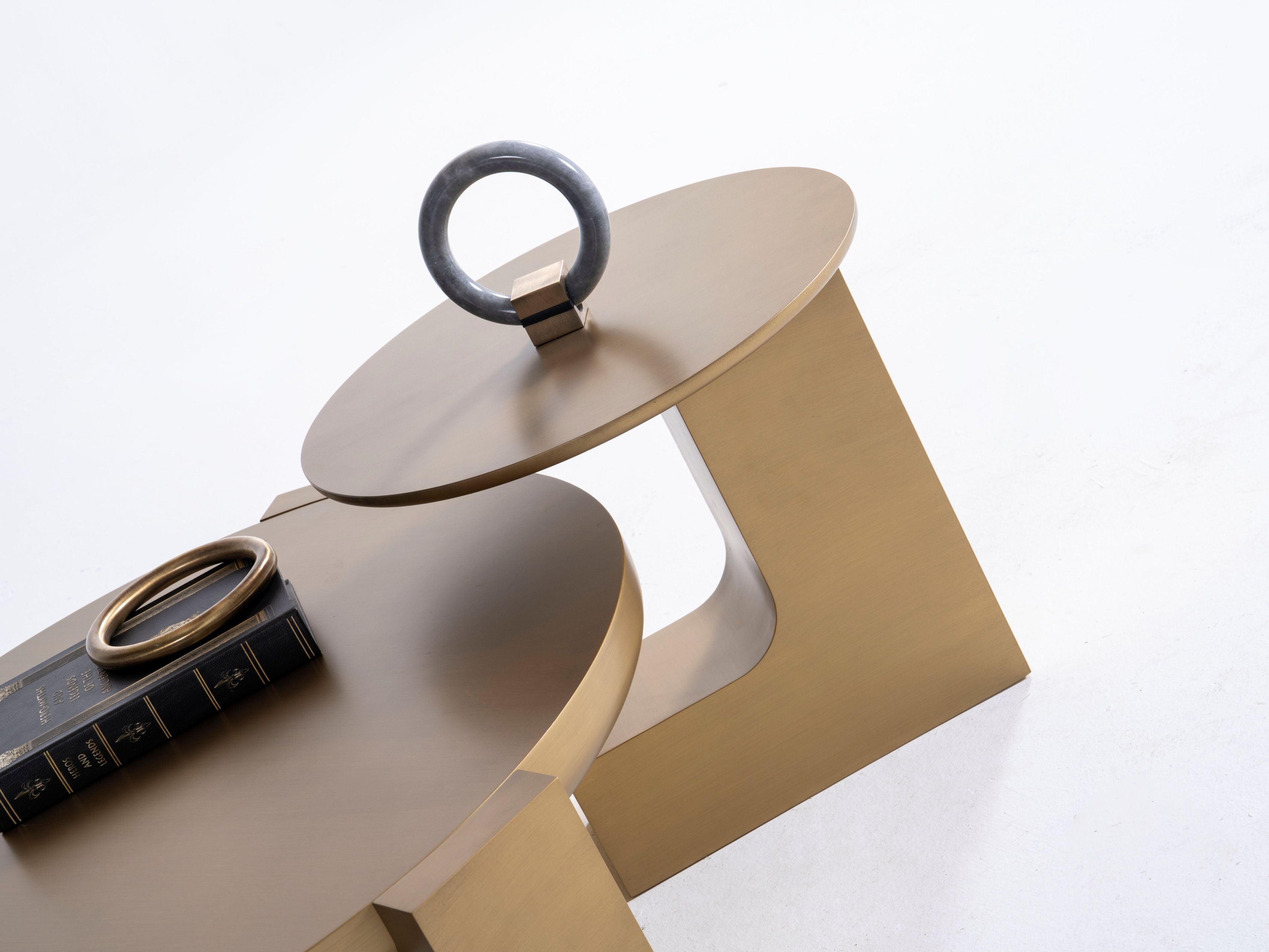 Gold Coffee Table with End Table, view 2
