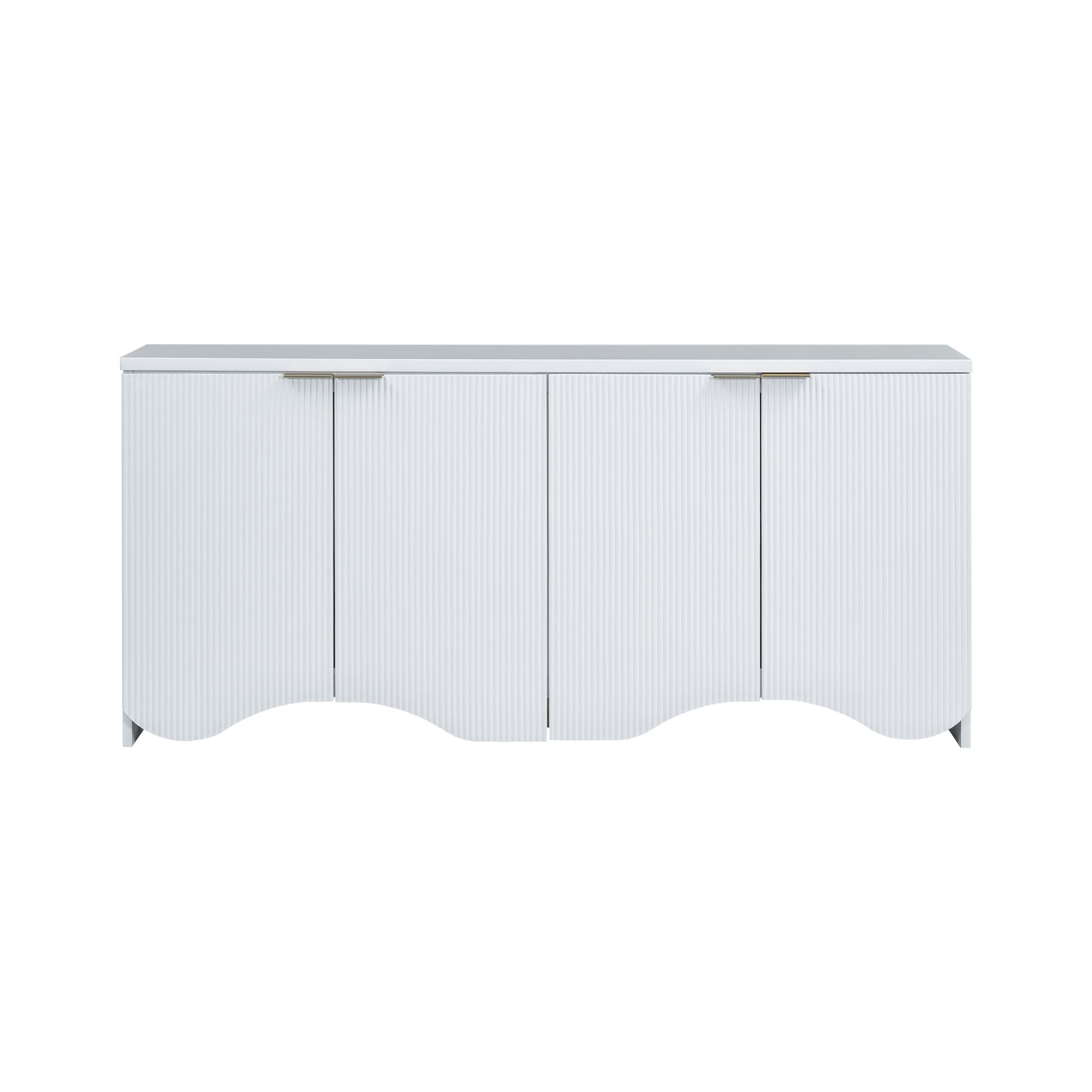 U-Style Vertical Stripes and Wavy Design of a Four-Door Cabinet Cabinet Suitable for Hallway, Entryway, Living Room