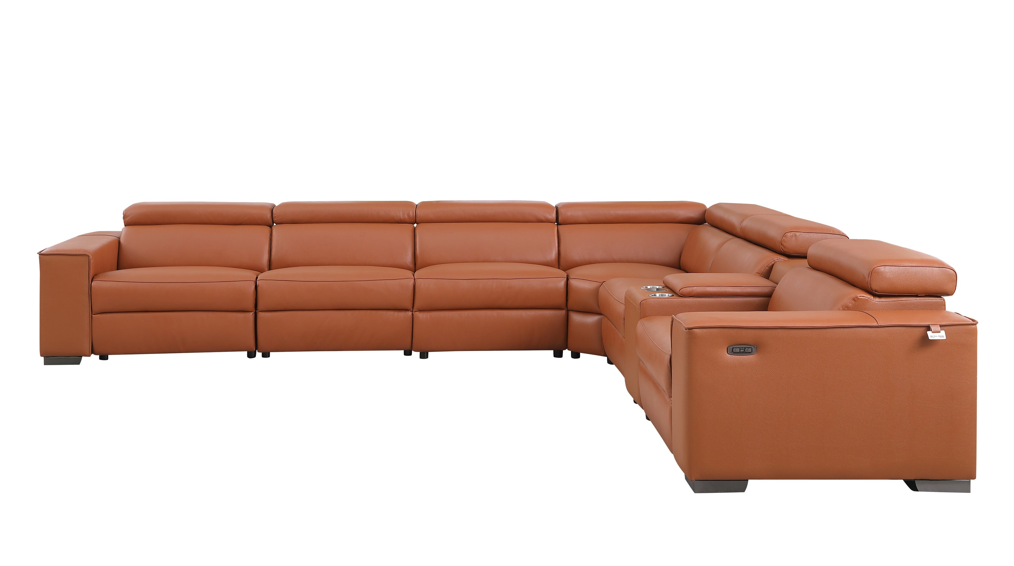 Picasso II Caramel Italian Leather 7-Piece Power Reclining Sectional, view 10