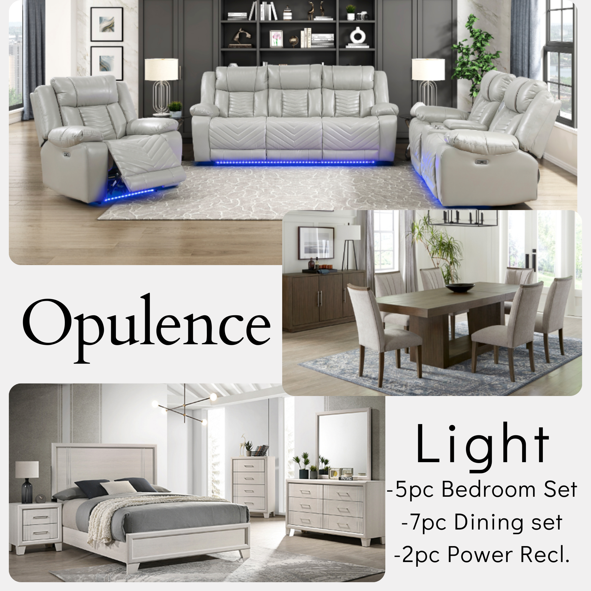 OPULENCE LIGHT COMPLETE 3 ROOM PACKAGE