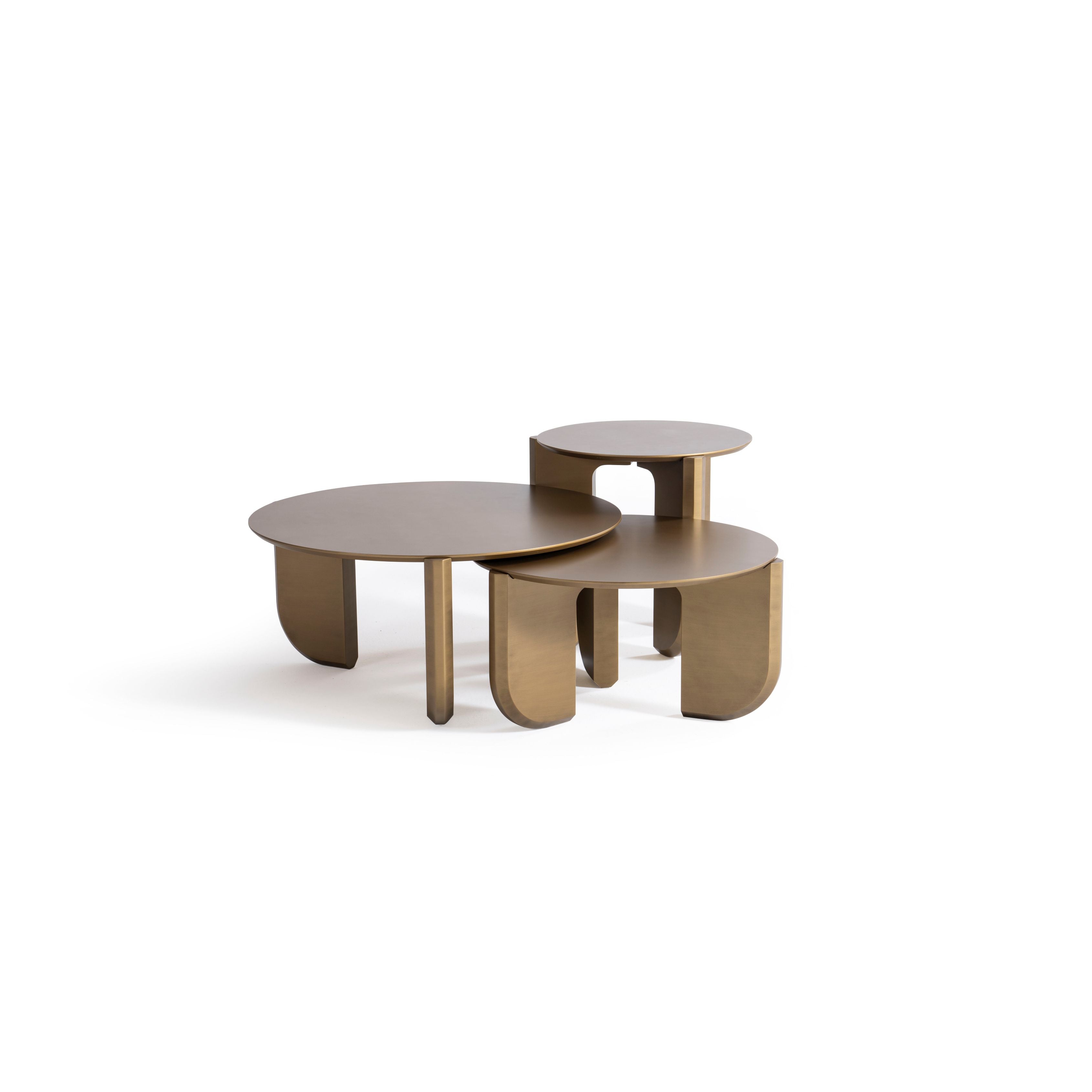 Gold Sculptural 3-Piece Coffee Table Set, view 3