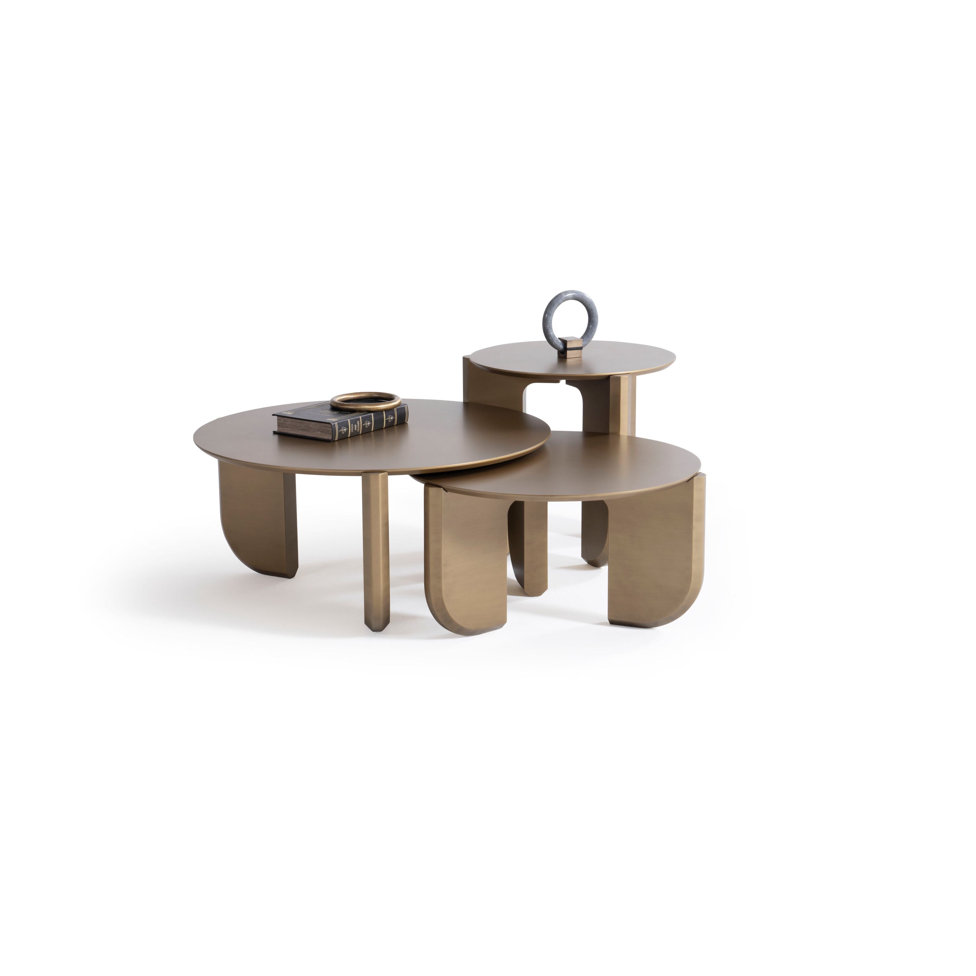Gold Sculptural 3-Piece Coffee Table Set