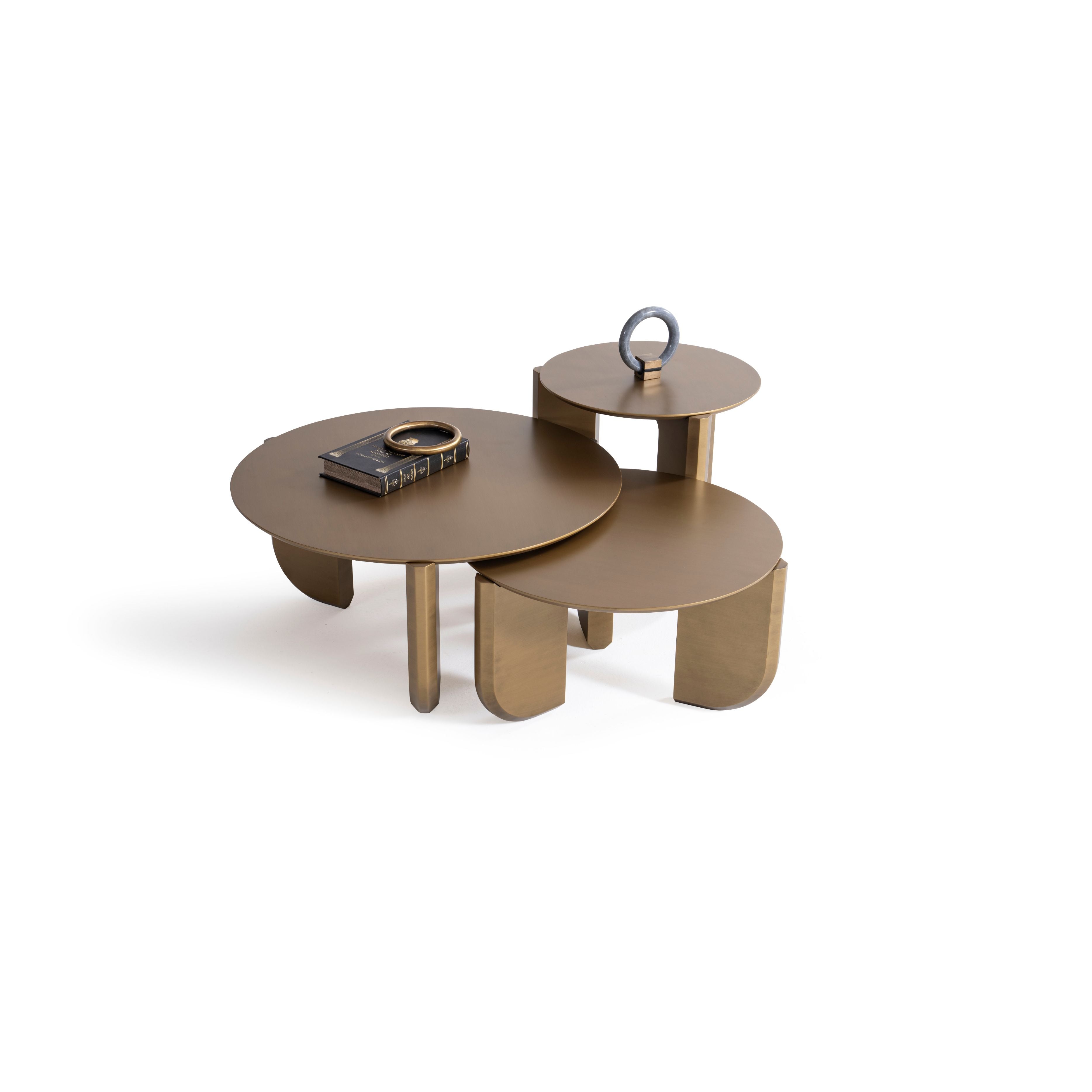 Gold Sculptural 3-Piece Coffee Table Set, view 4