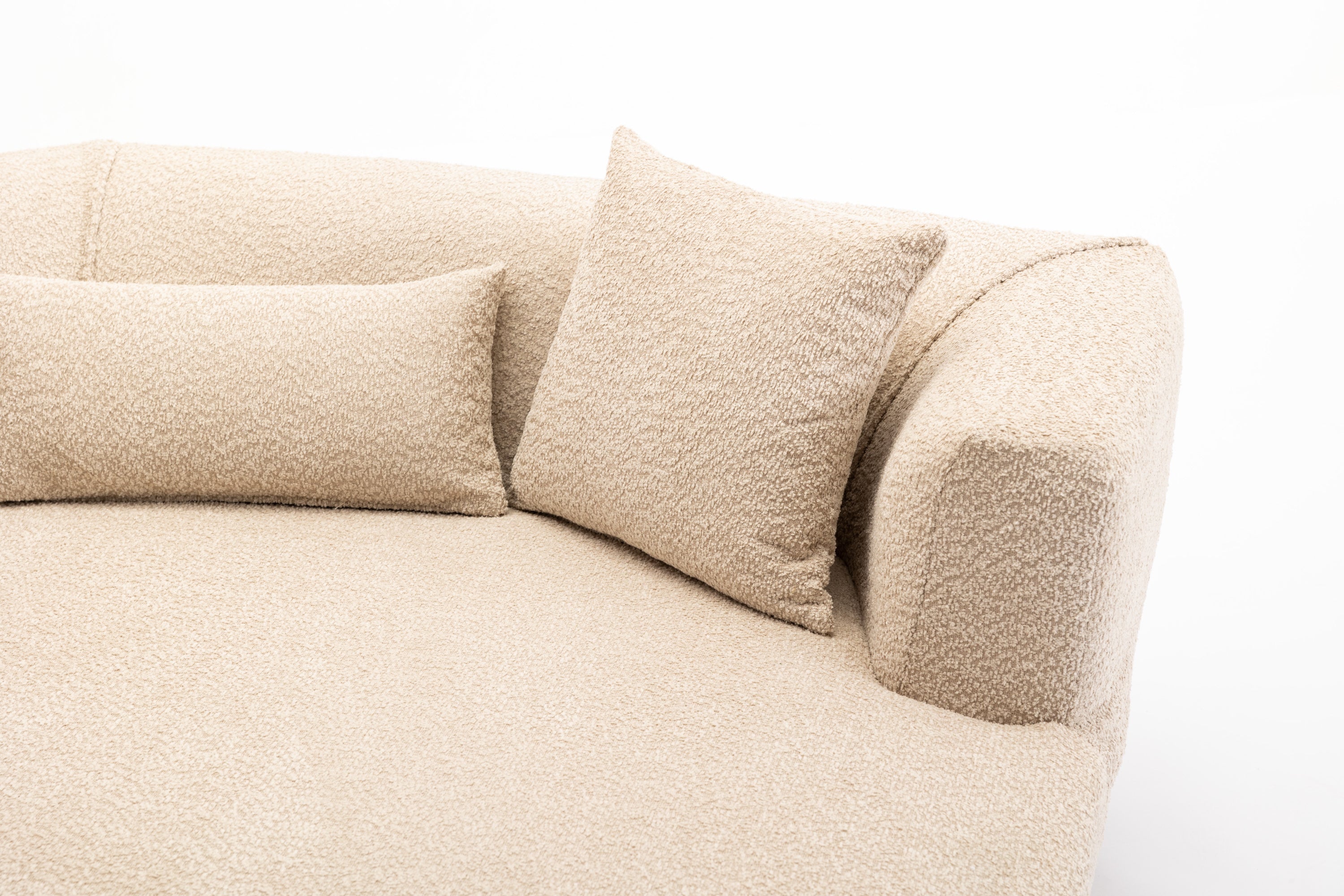 Modular Sectional Living Room Sofa Set, Modern Minimalist Style Couch, Upholstered Sleeper Sofa for Living Room, Bedroom, Salon, 2 PC Free Combination ,Anti-wrinkle,Boucle fabric,Light Brown