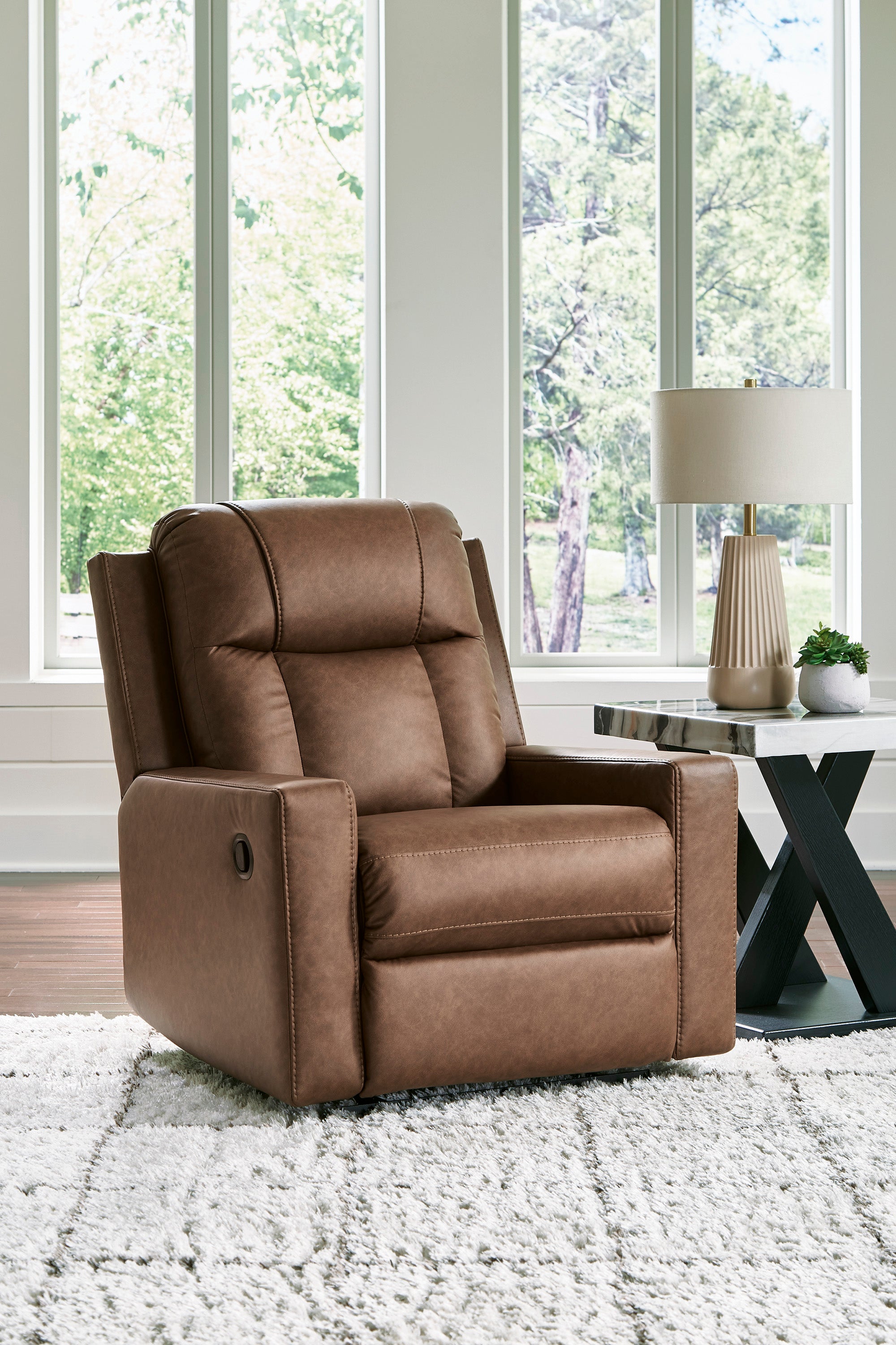 Ashley Mackmenville Caramel Faux Leather Reclining Set with Console Loveseat, view 5