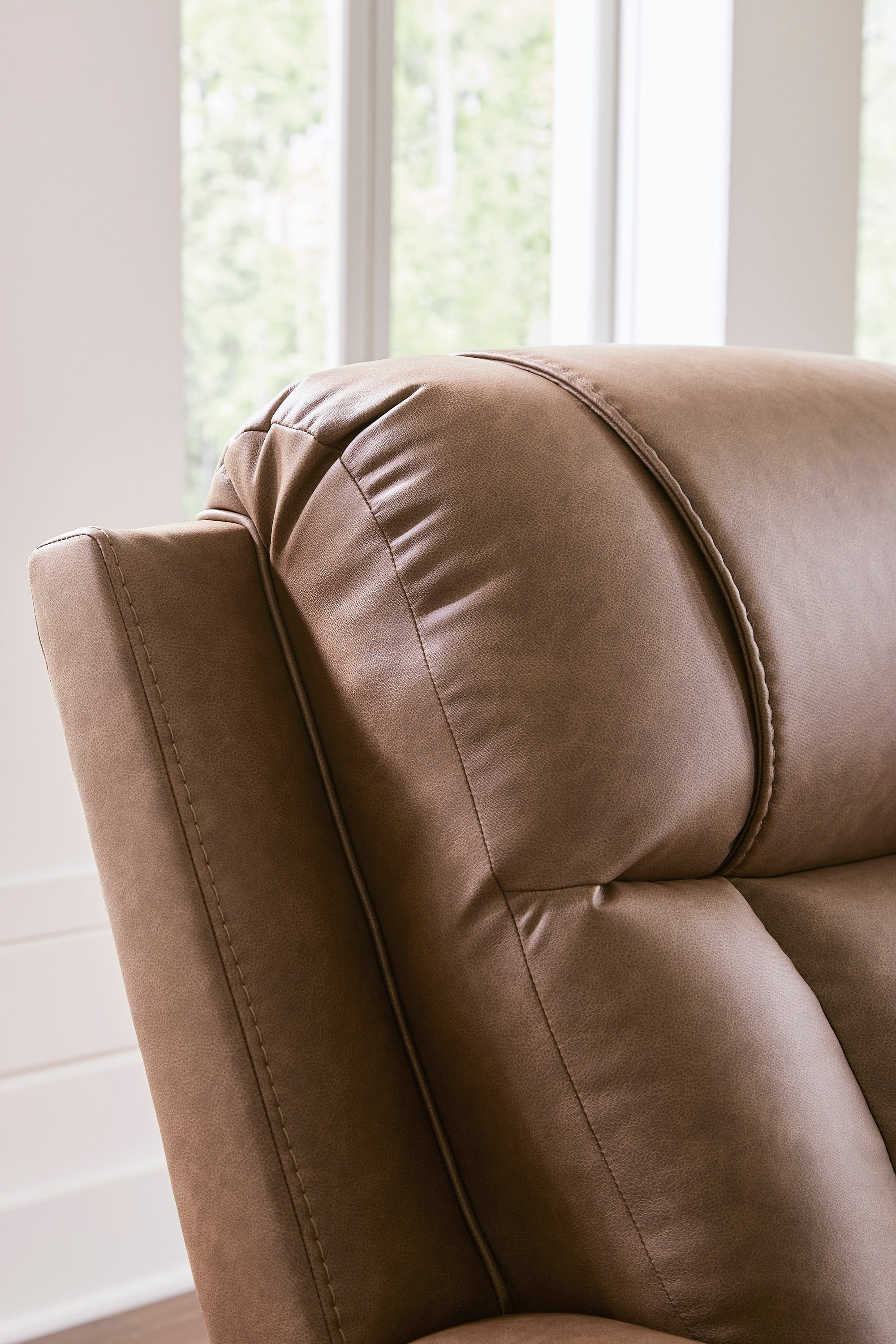 Ashley Mackmenville Caramel Faux Leather Reclining Set with Console Loveseat, view 6