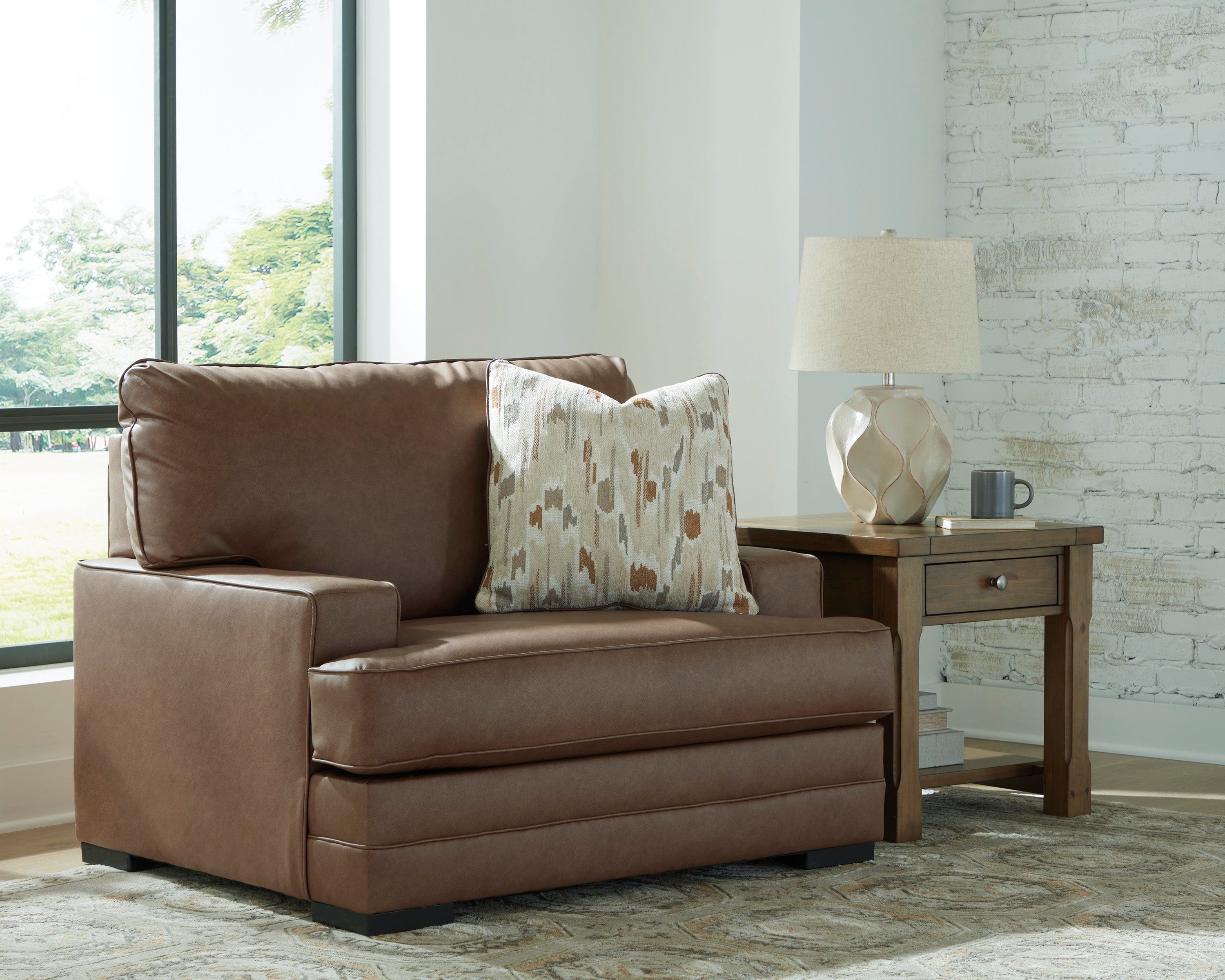 Ashley VillaCourt Caramel Faux Leather Sofa and Loveseat Set, view 2