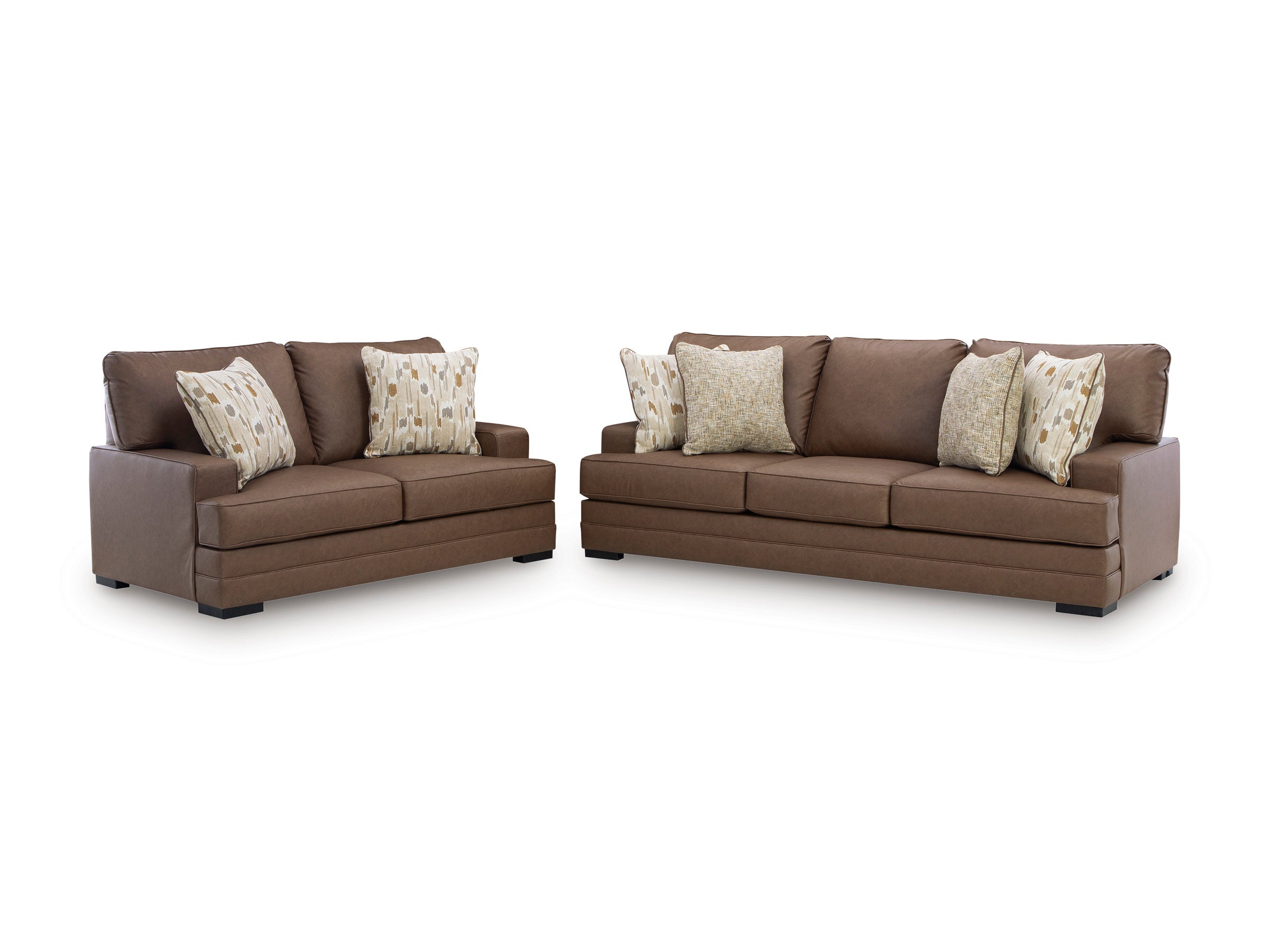 Ashley VillaCourt Caramel Faux Leather Sofa and Loveseat Set, view 6