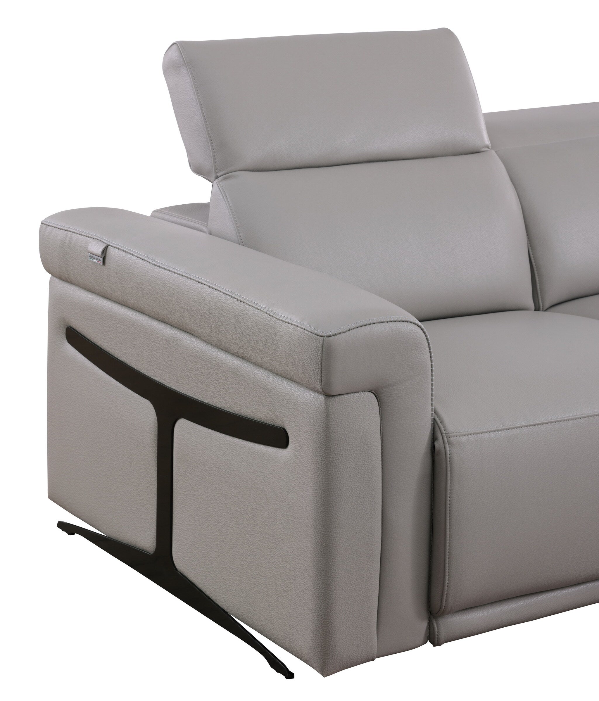 Lucca Light Gray Italian Leather Power Reclining Sectional, view 3