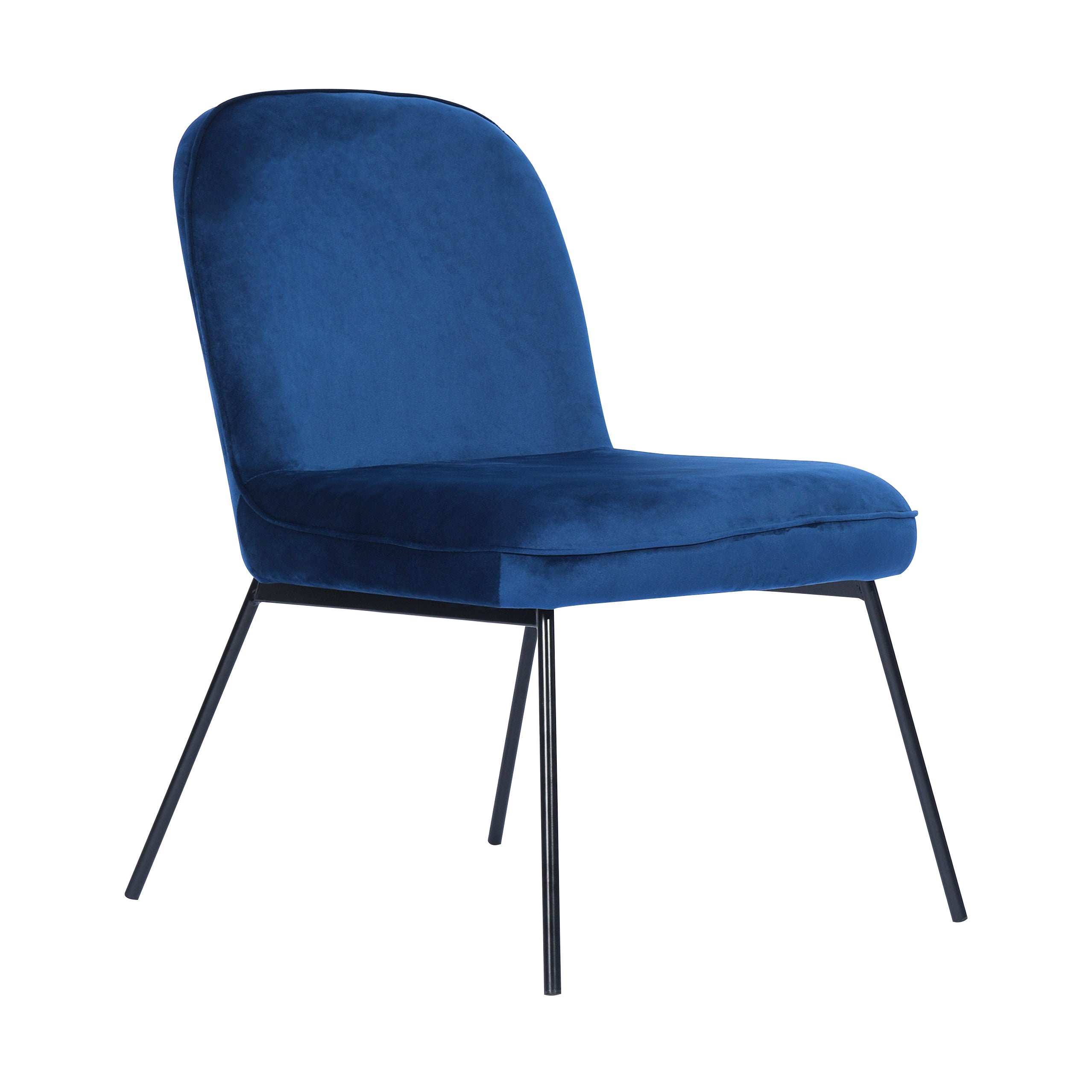 Set of 2 Accent Chair Soft Velvet Leisure Chair Upholstered Dining Chair with Backrest Armrest, Dark Blue