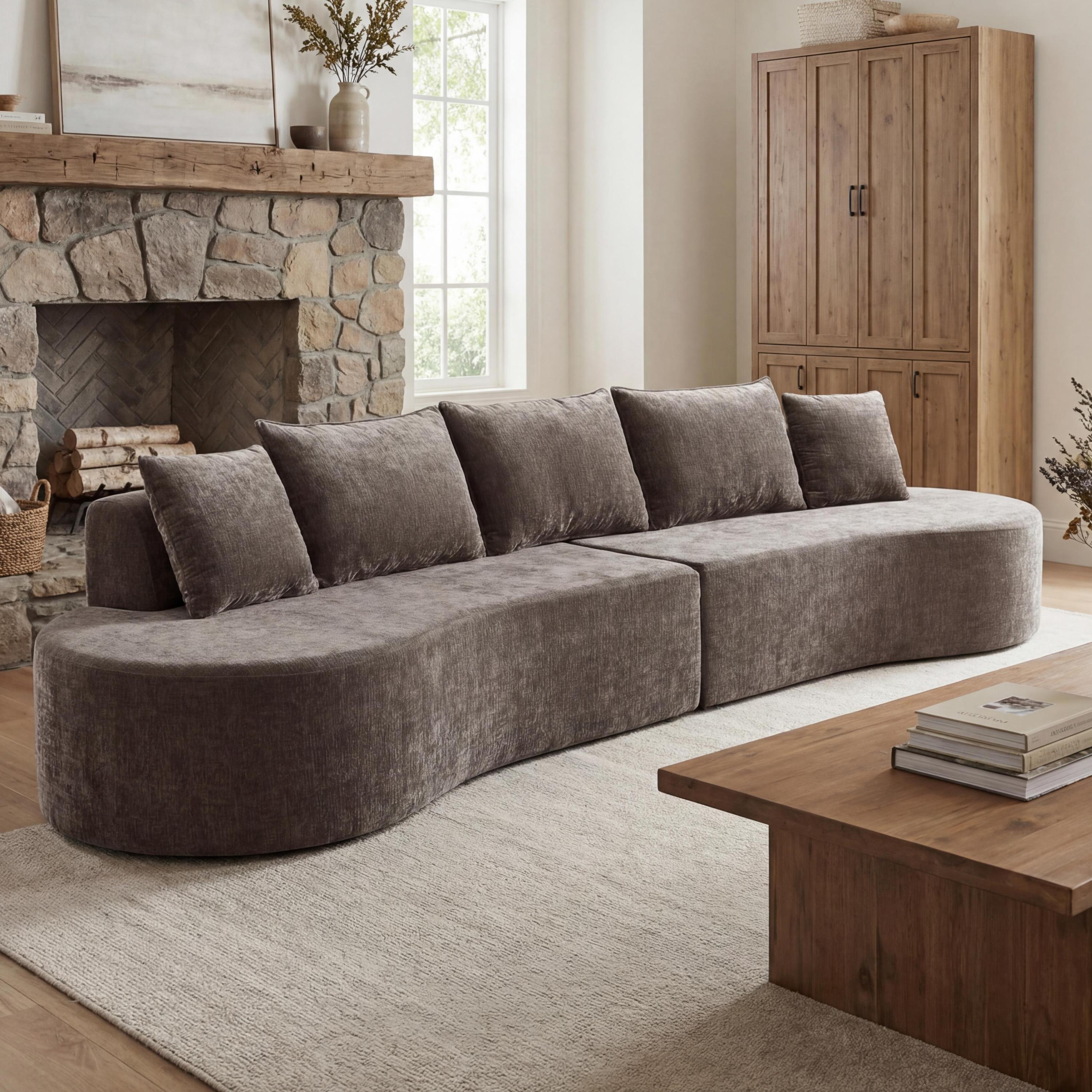 138.6' Modern Curved Modular Sectional Sofa with High-Density Fully Compressed Sponge, 2-Piece Set, Fully Assembled Left/Right Hand Facing, Perfect for Living Room, Lounge