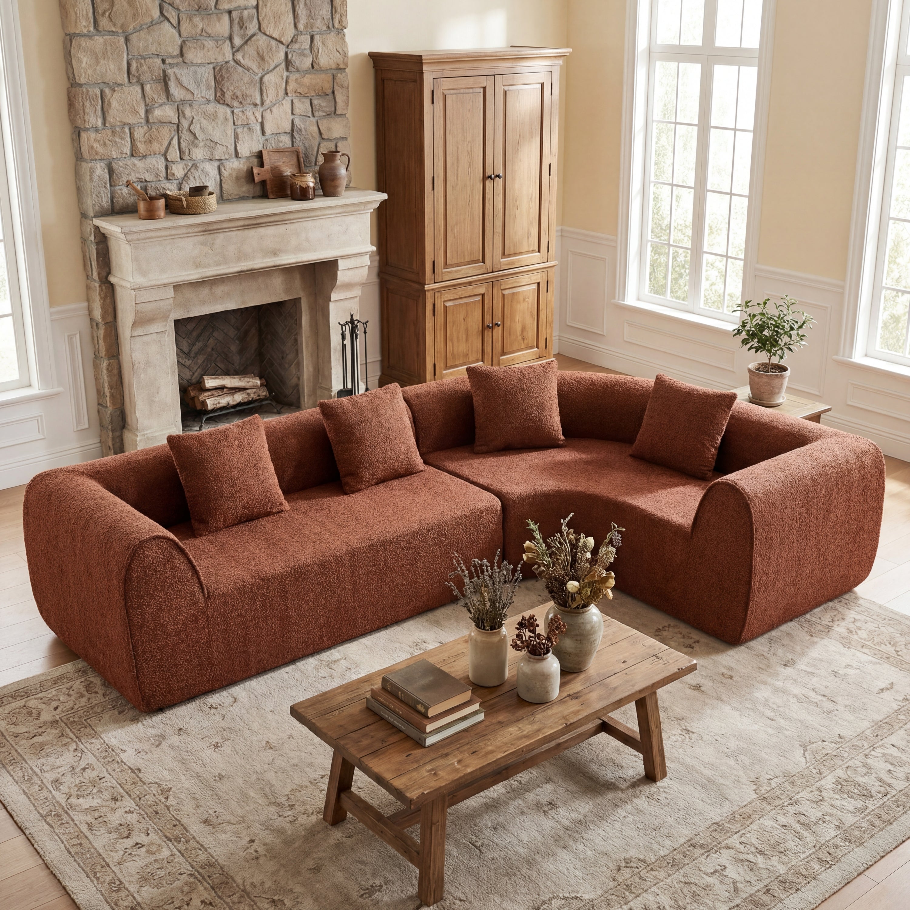 110' Modern Curved L-Shaped Modular Sectional Sofa with High-Density Fully Compressed Sponge, 2-Piece Set, Fully Assembled Right Hand Facing, Perfect for Living Room, Lounge