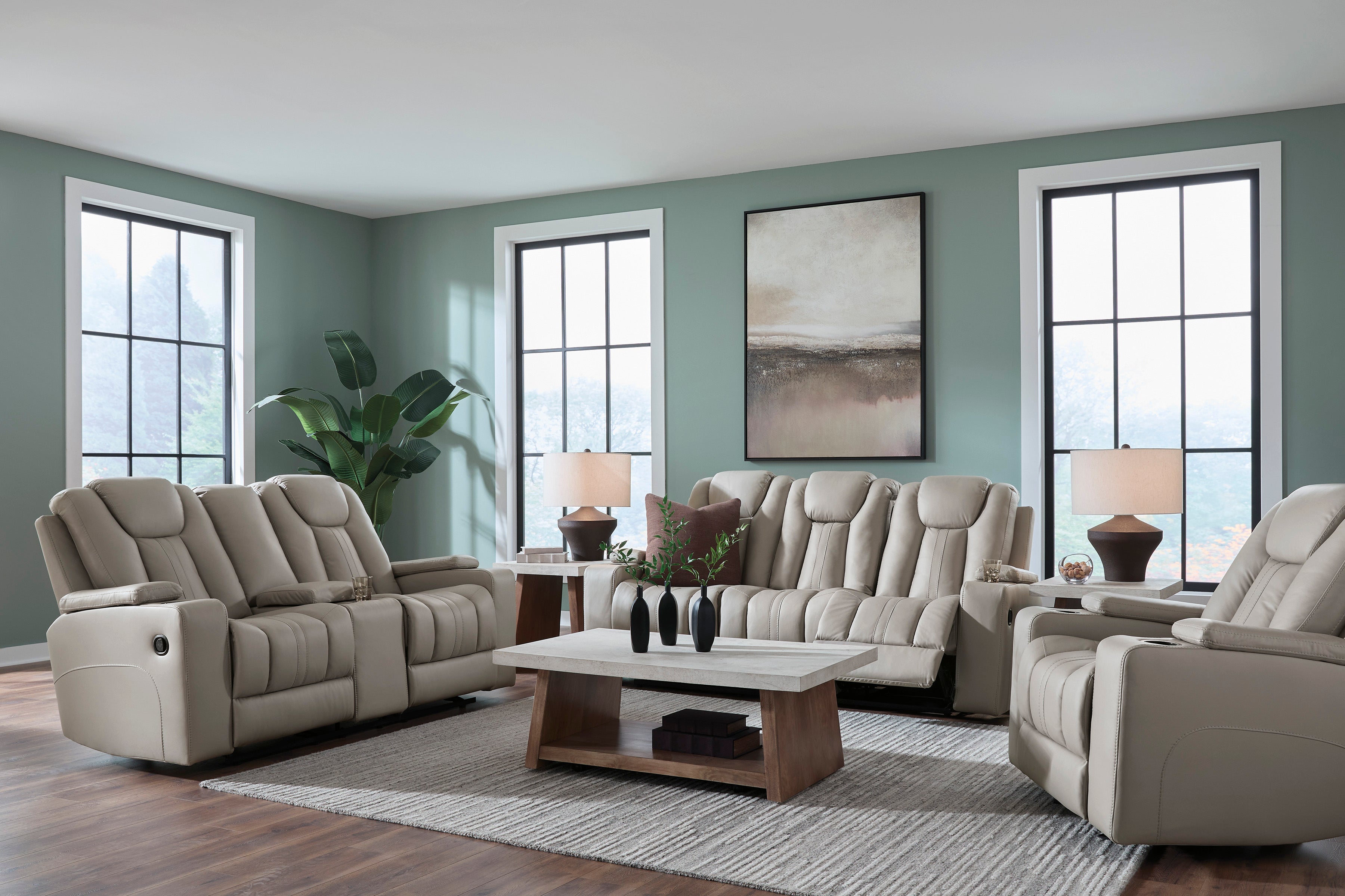 Ashley Elevate Coin Faux Leather Reclining Set with Heat and Massage