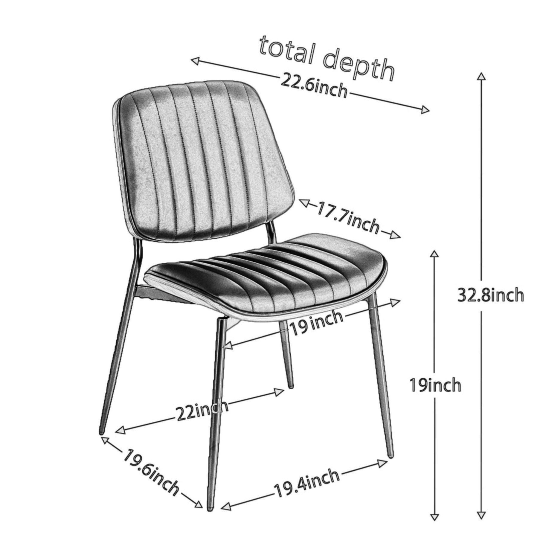 A&A Furniture, Dining Chairs Set of 2 Mid Century Modern Retro Faux Leather Chair with Walnut Bentwood Back Upholstered Seat Metal Legs Adjustable Foot for Kitchen Dining Room Chairs(Gray PU)
