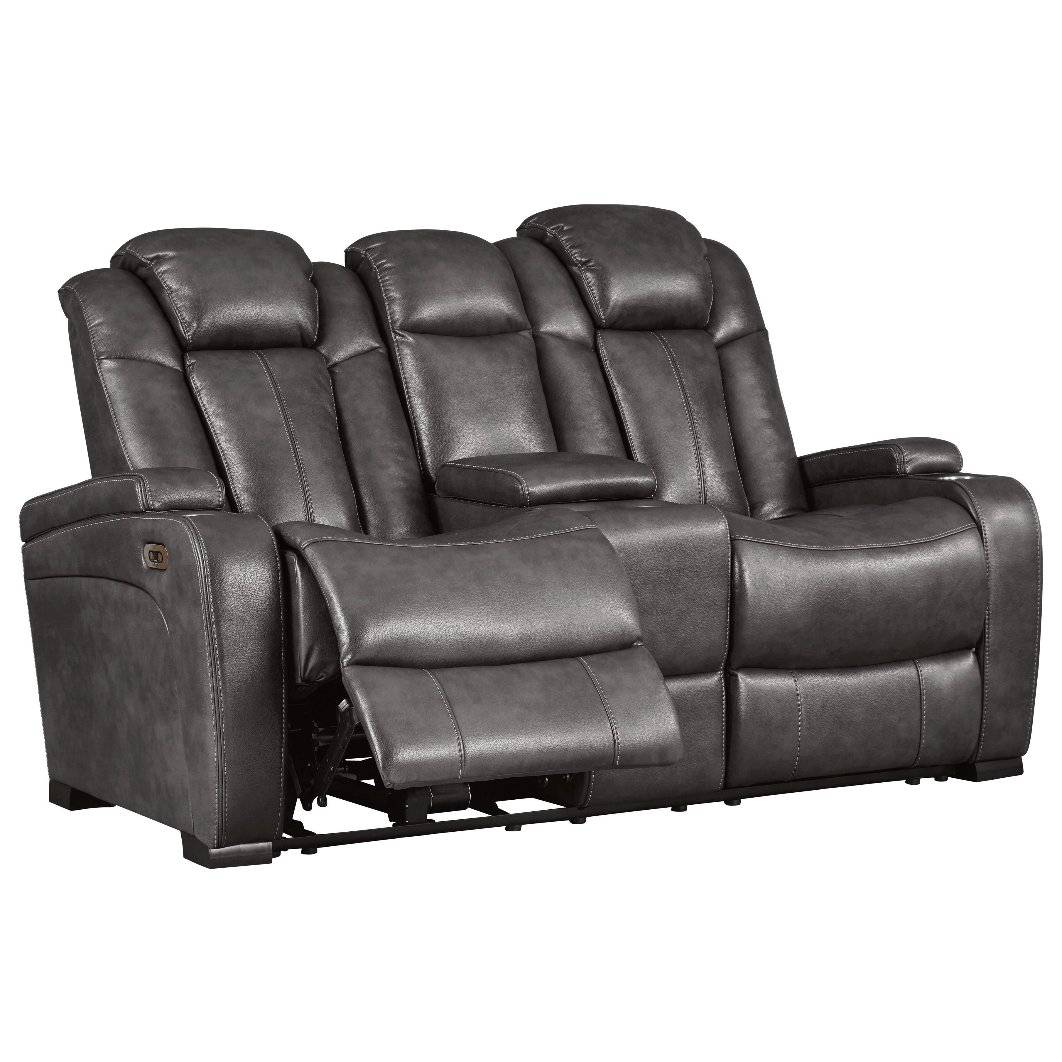 Ashley Turbulance Quarry Power Reclining Set with Drop-Down Table, view 3