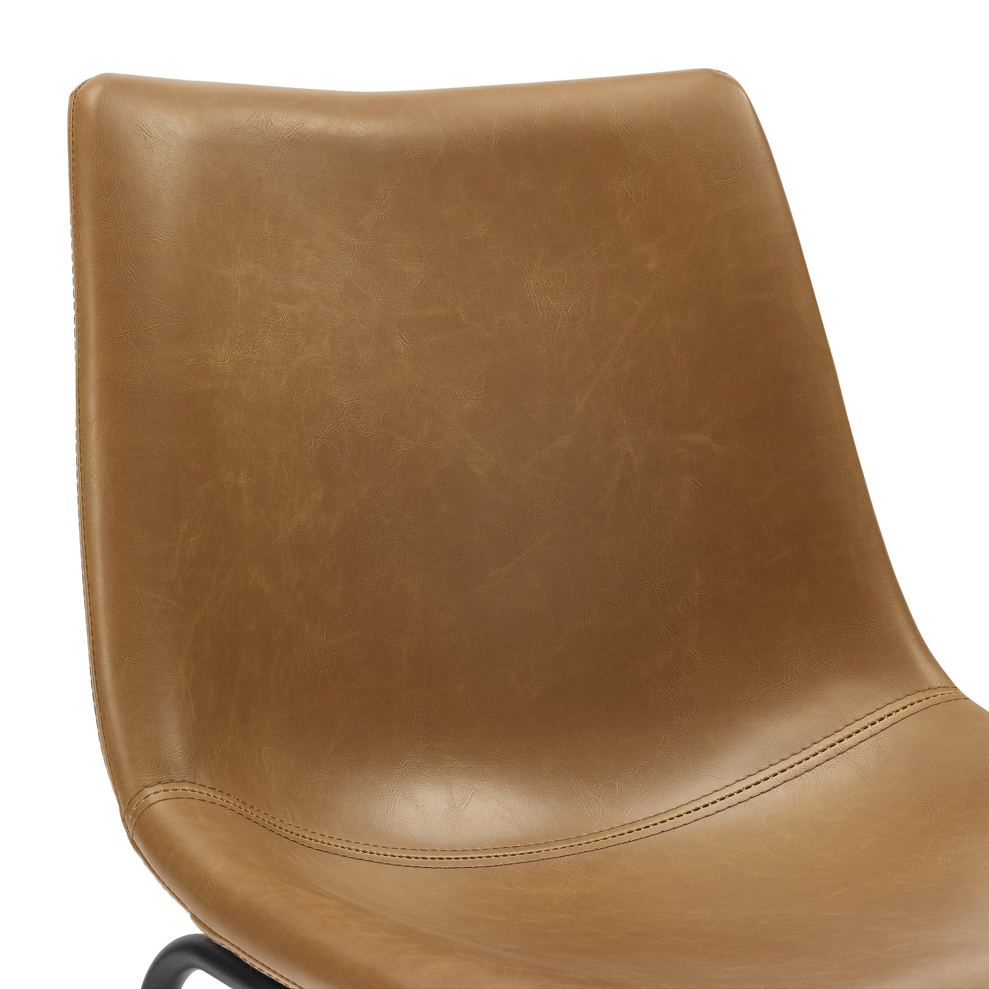 Industrial Faux Leather Counter Stools, Set of 2 - Whiskey Brown
