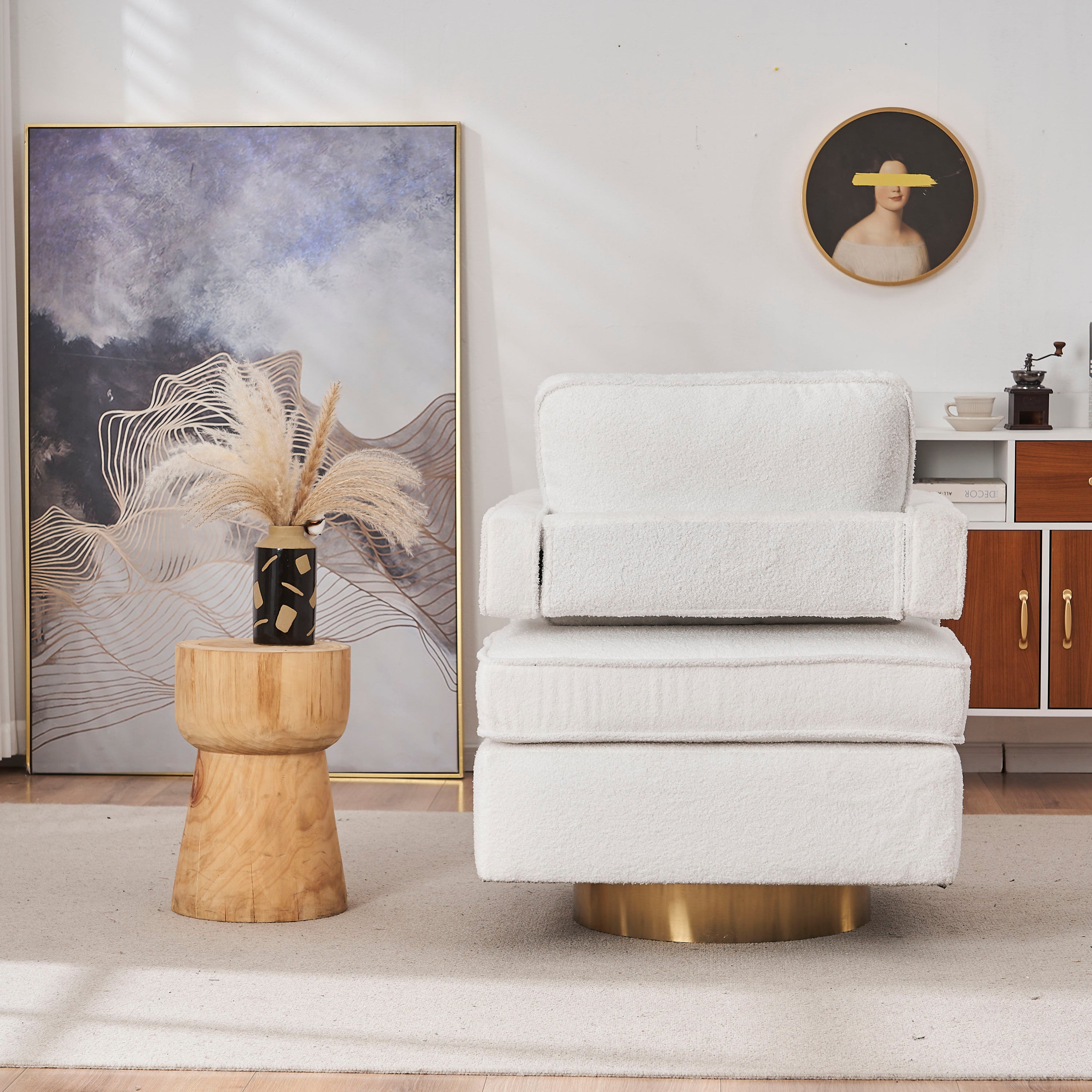 Swivel Barrel Chair for Living Room,360 Degree Swivel Club Modern Accent Single Sofa Chair, Small Leisure Arm Chair for Nursery, Hotel, Bedroom, Office