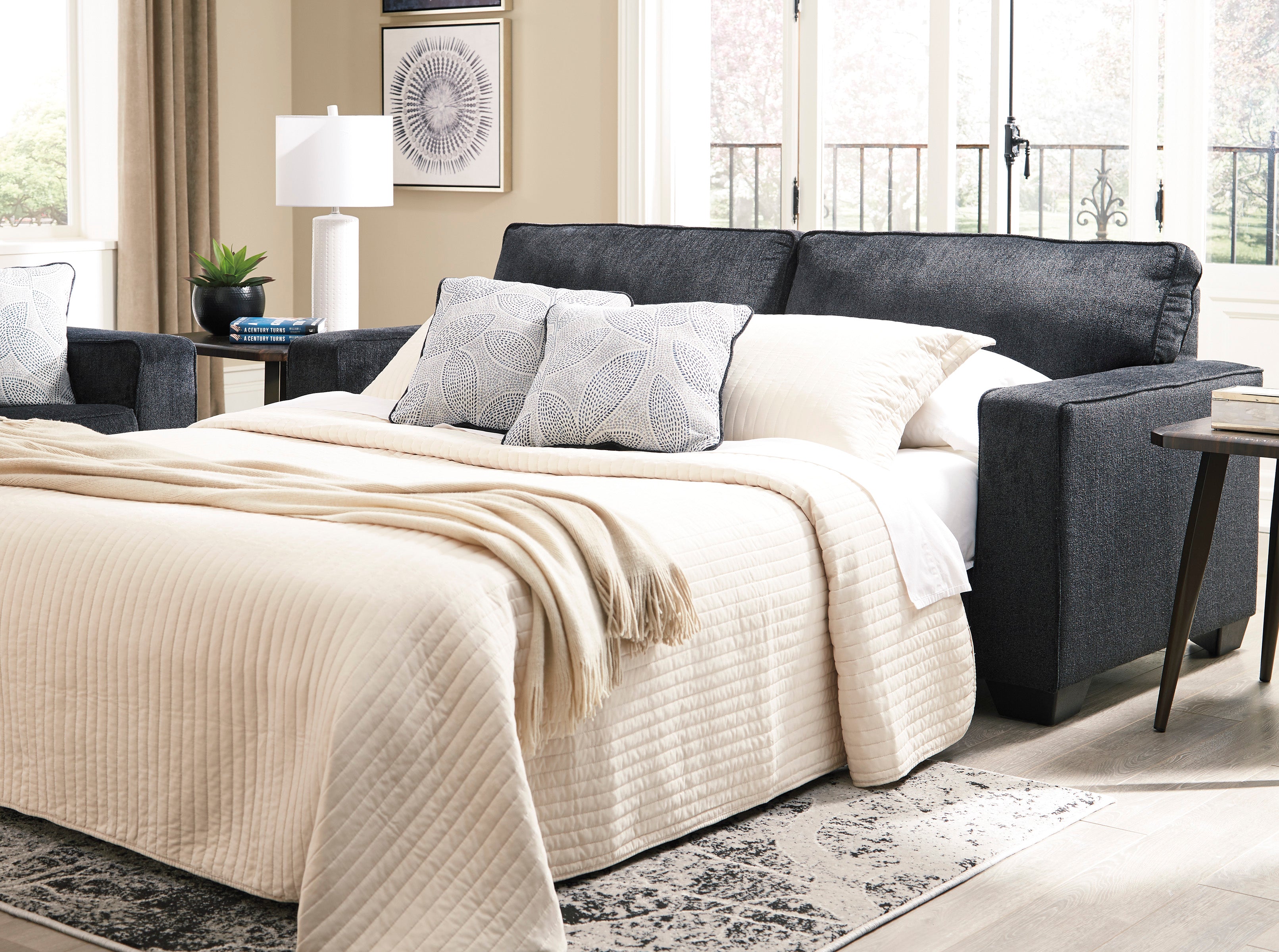 Ashley Altari Slate Queen Sofa Sleeper with Memory Foam Mattress