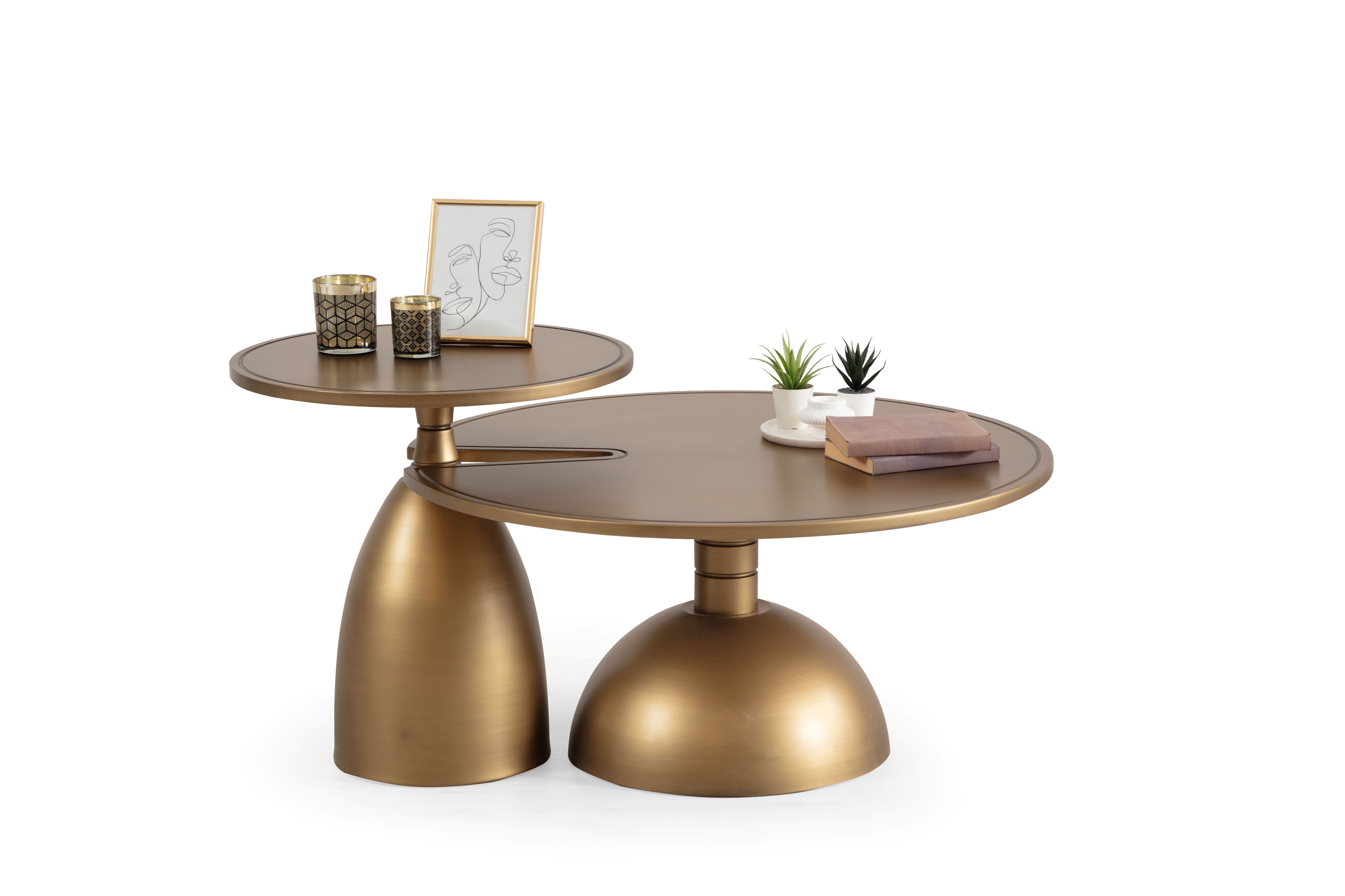 Gold 2-Piece Coffee Table Set