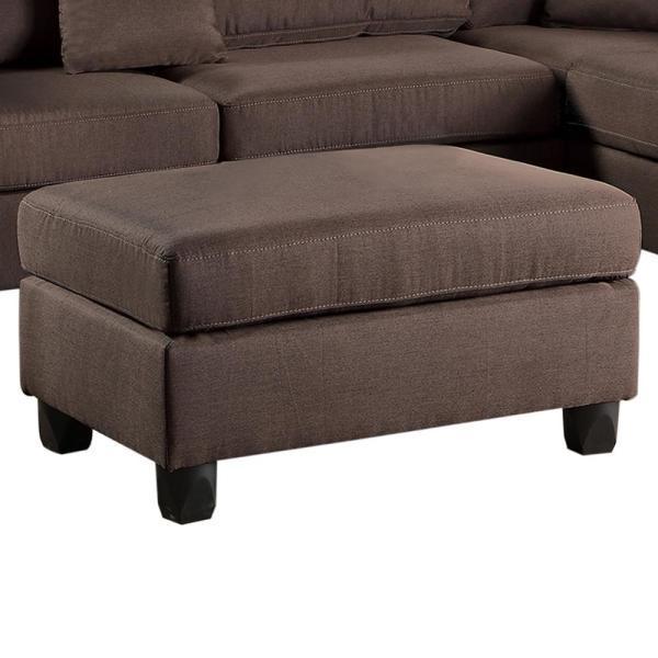 Reversible Chocolate Color 3pcs Sectional Linen Like Fabric Cushion Couch