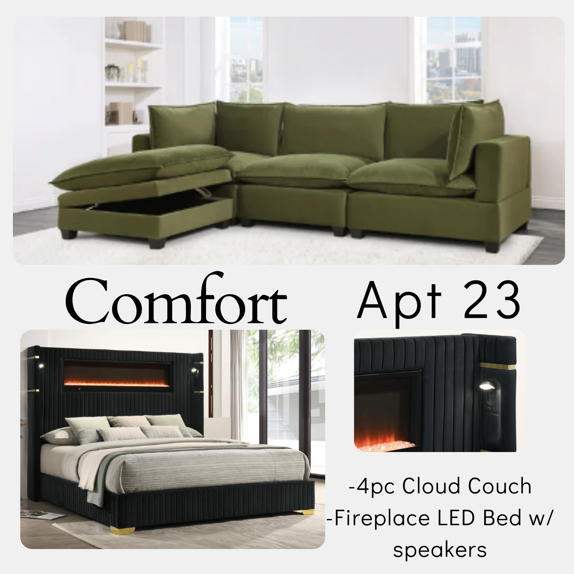 COMFORT OLIVE CLOUD 2 ROOM PACKAGE