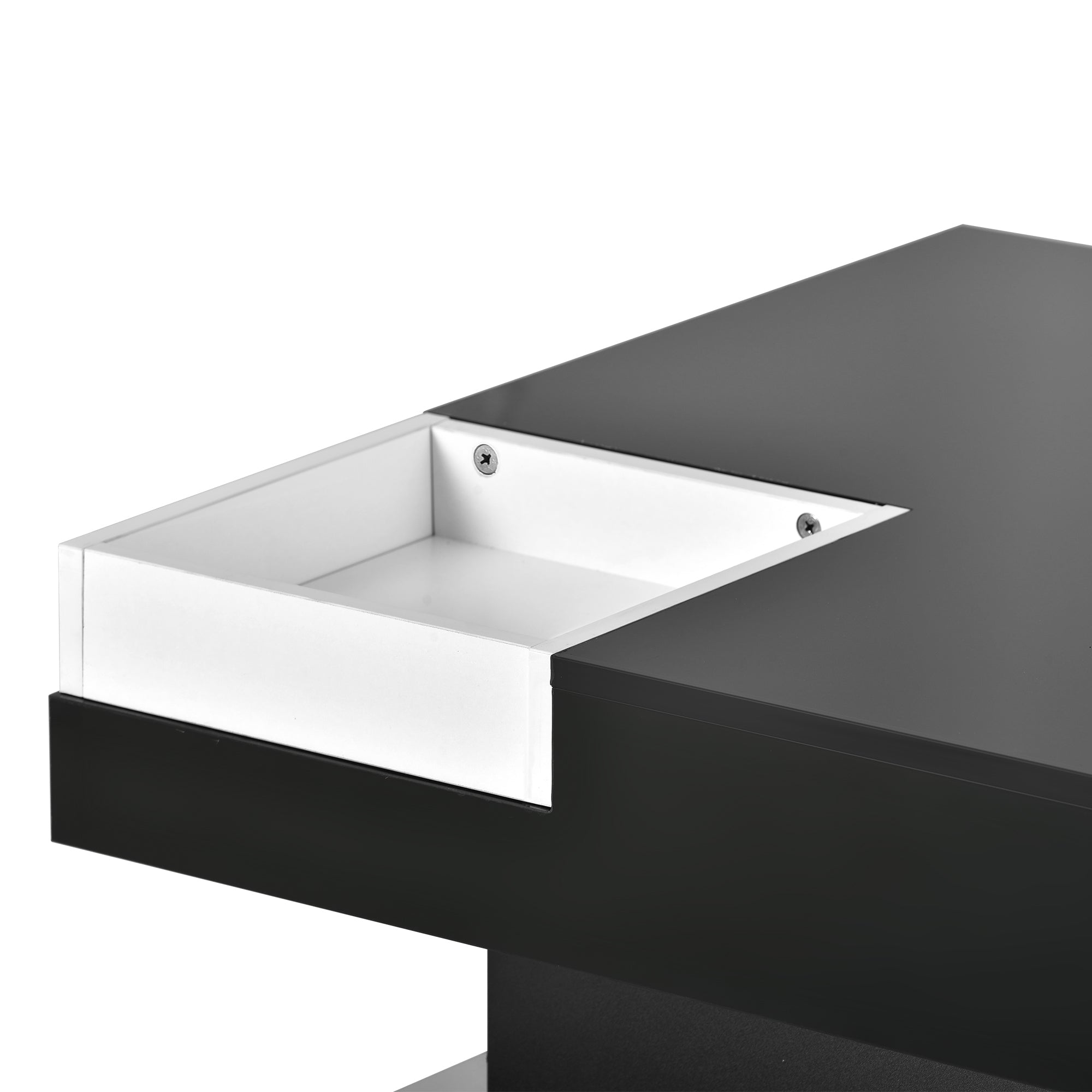 ON-TREND Modern Minimalist Design 31.5*31.5in Square Coffee Table with Detachable Tray and Plug-in 16-color LED Strip Lights Remote Control for Living Room (OLD SKU: WF291303AAB )