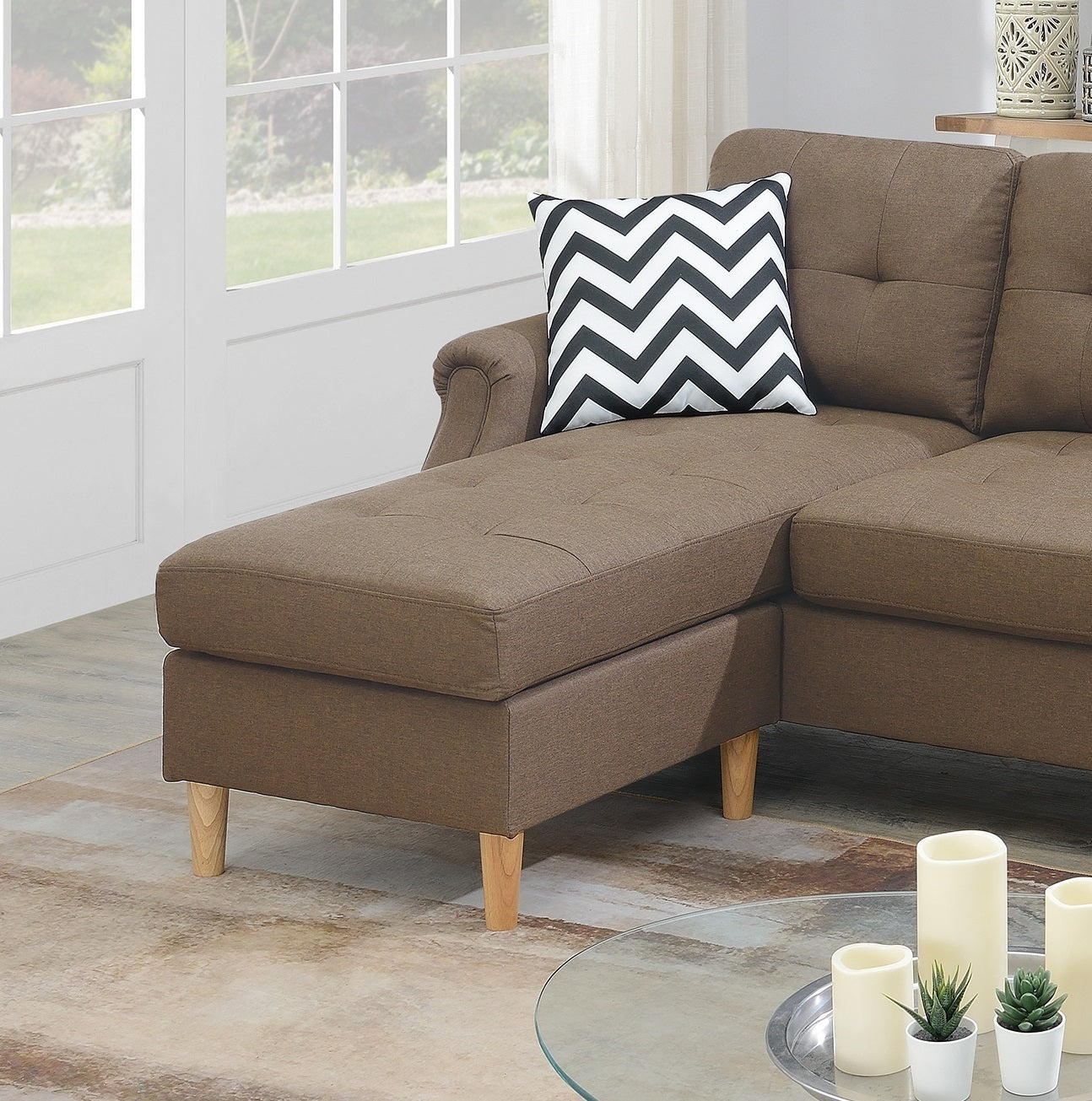 Light Coffee Reversible Corner Sectional