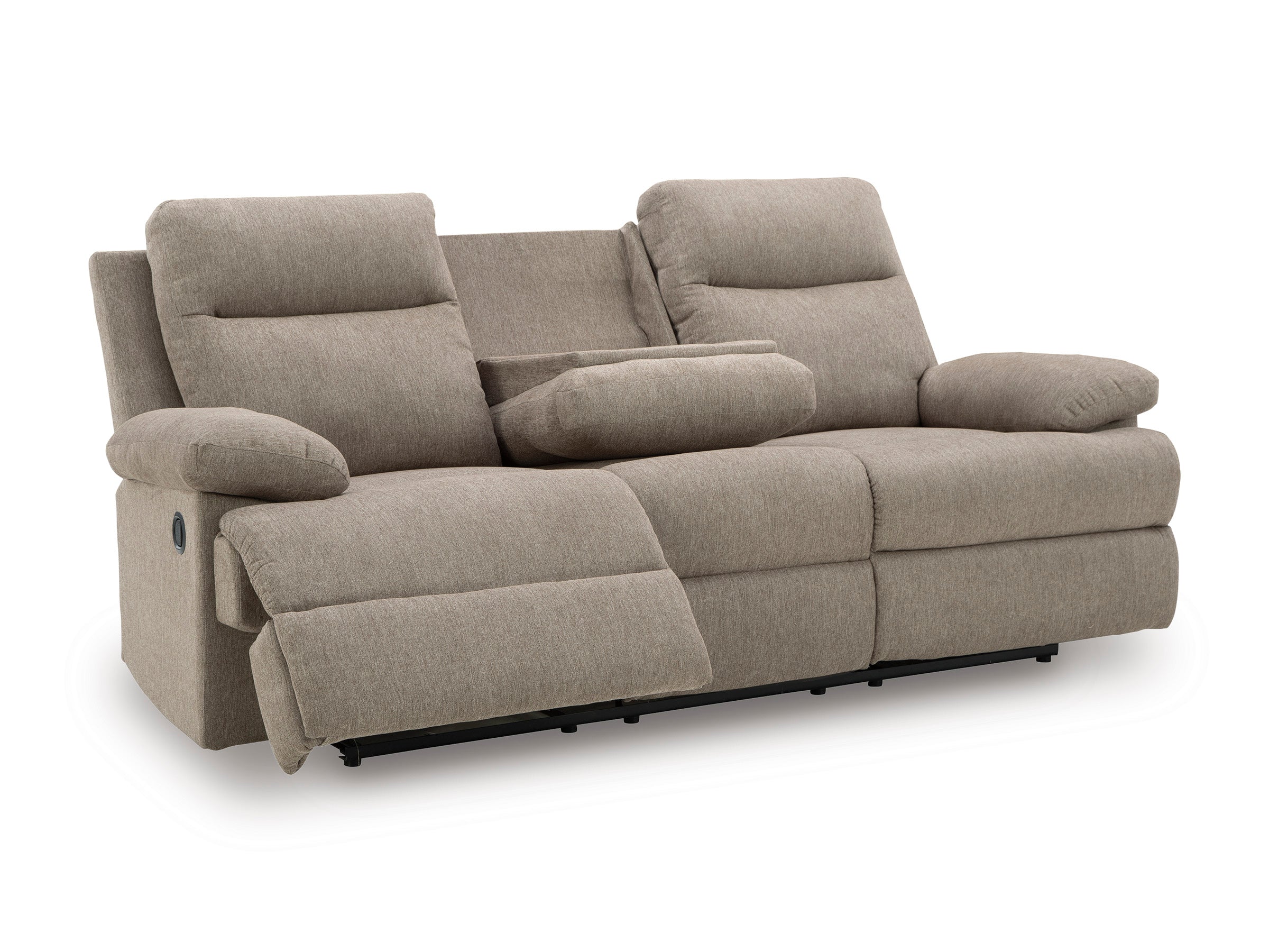 Ashley Side-Swipe Mocha Chenille Reclining Set with Drop-Down Table, view 4