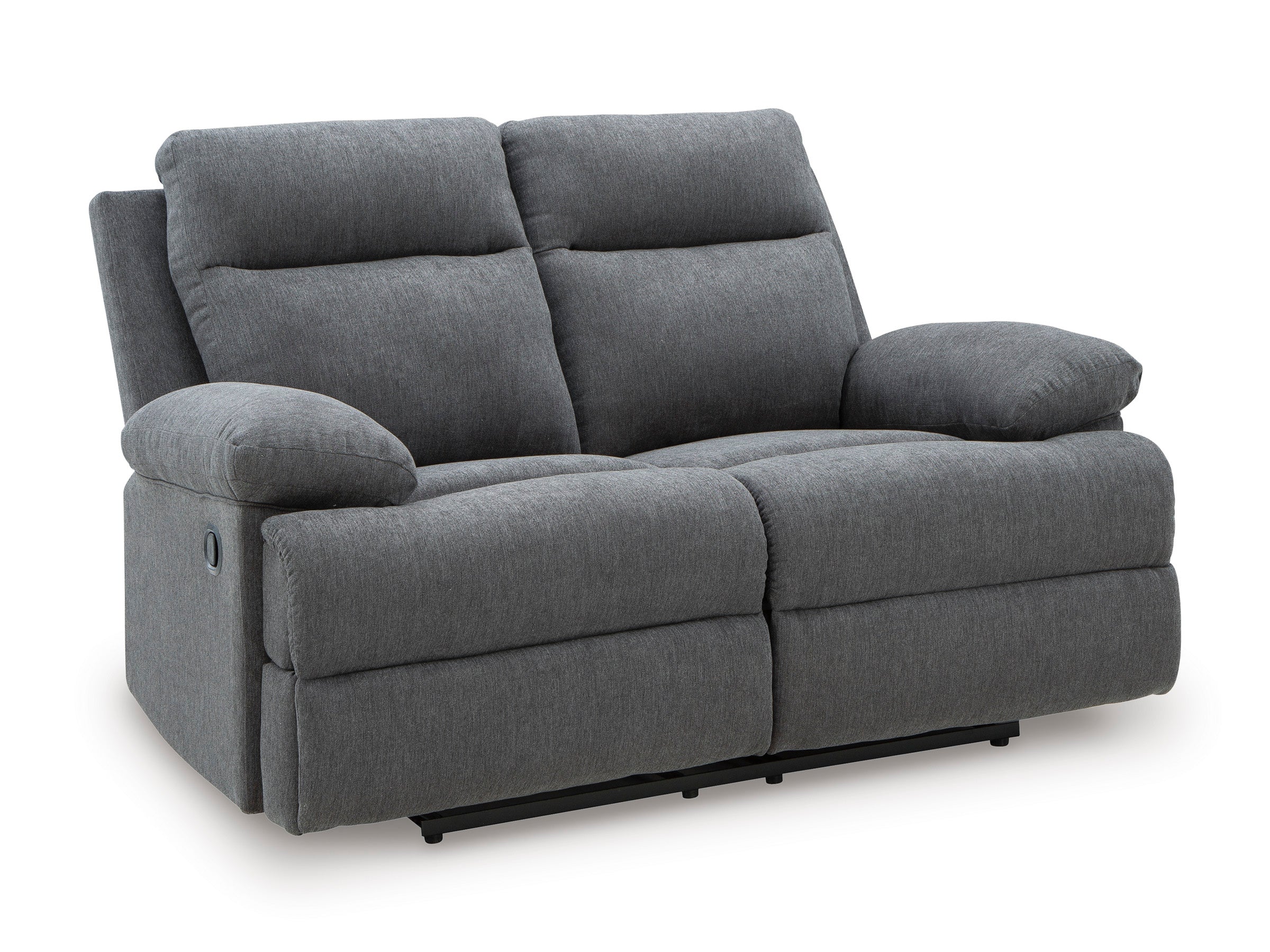 Ashley Side-Swipe Charcoal Chenille Reclining Set with Drop-Down Table, view 5