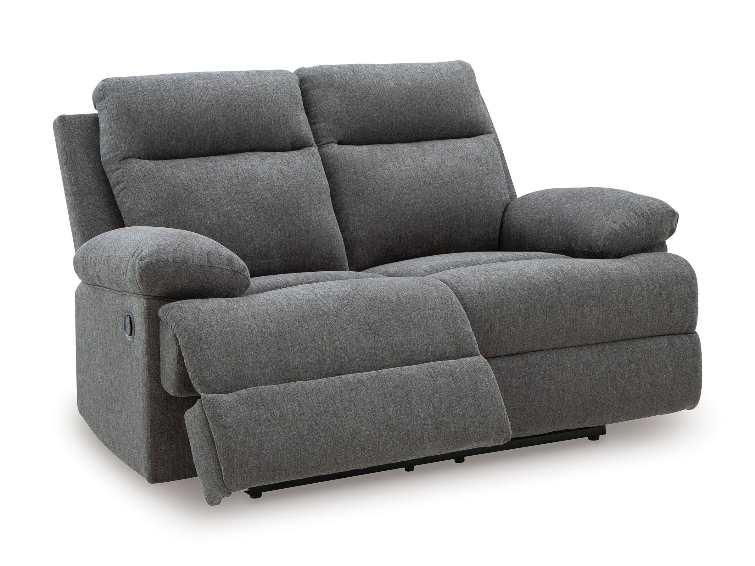 Ashley Side-Swipe Charcoal Chenille Reclining Set with Drop-Down Table, view 4