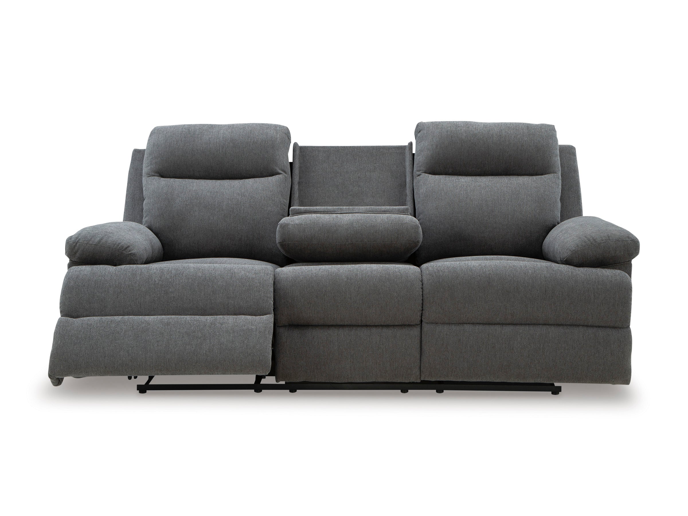 Ashley Side-Swipe Charcoal Chenille Reclining Set with Drop-Down Table, view 9