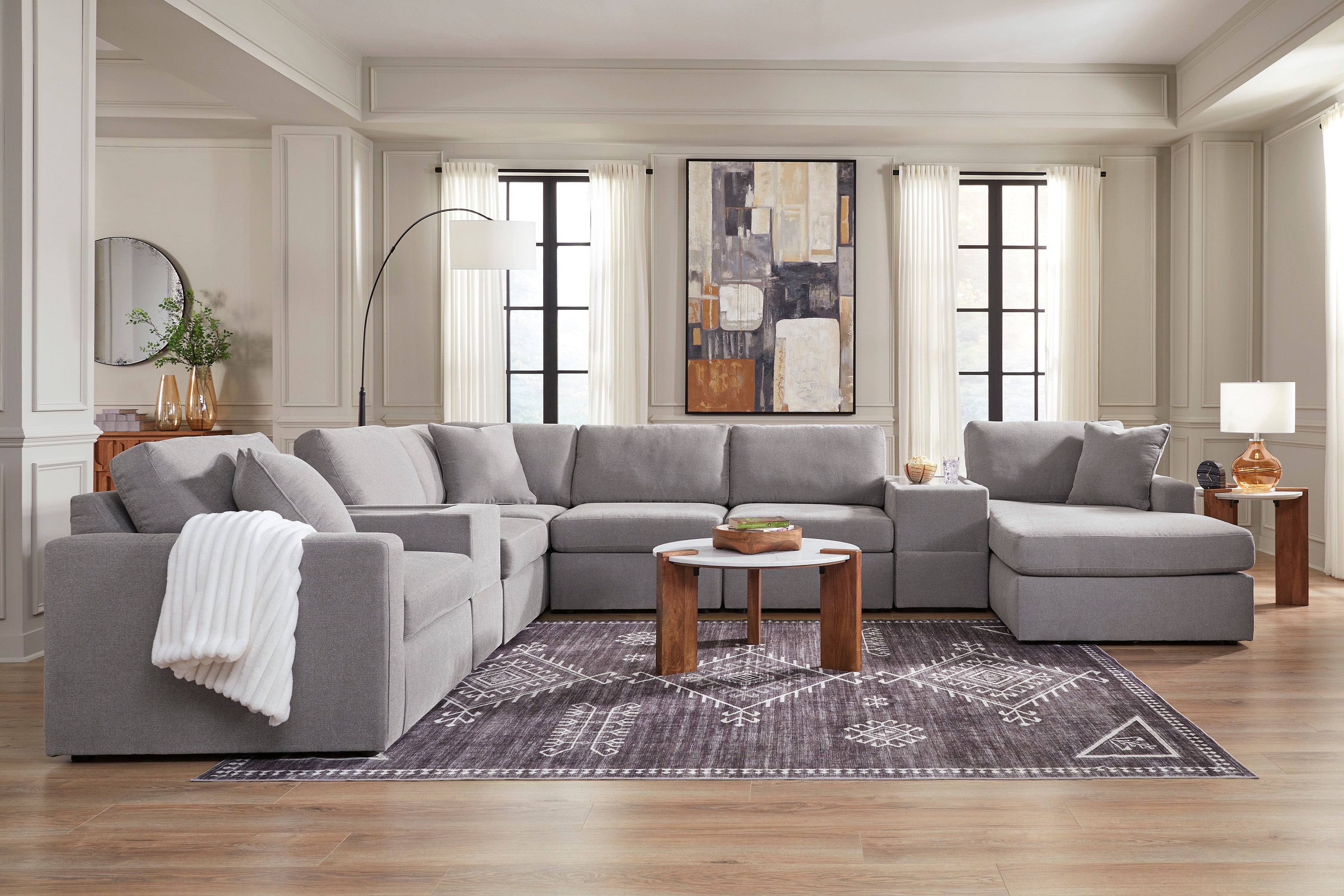 Ashley ModMax Gray 8-Piece Modular Sectional with Storage Consoles
