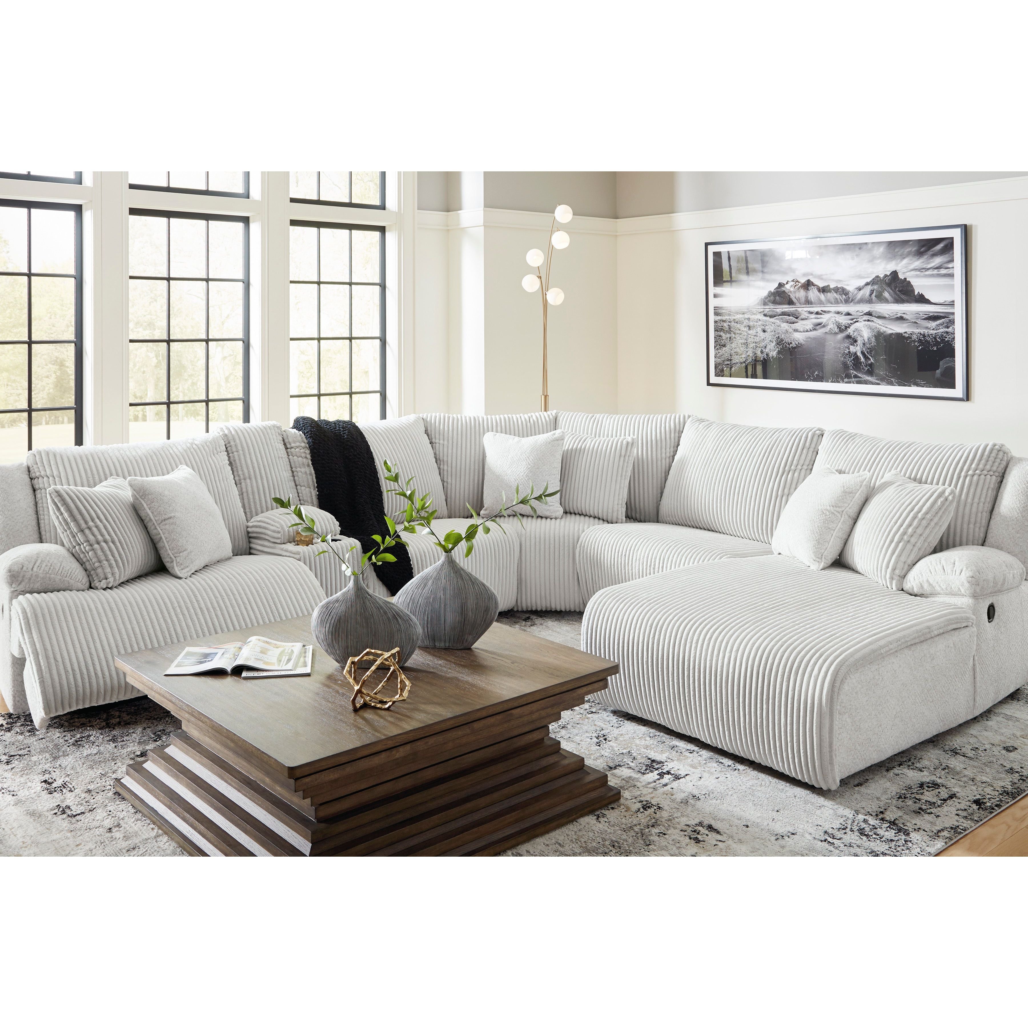 Ashley Top Tier Fossil 6-Piece Reclining Sectional with Chaise
