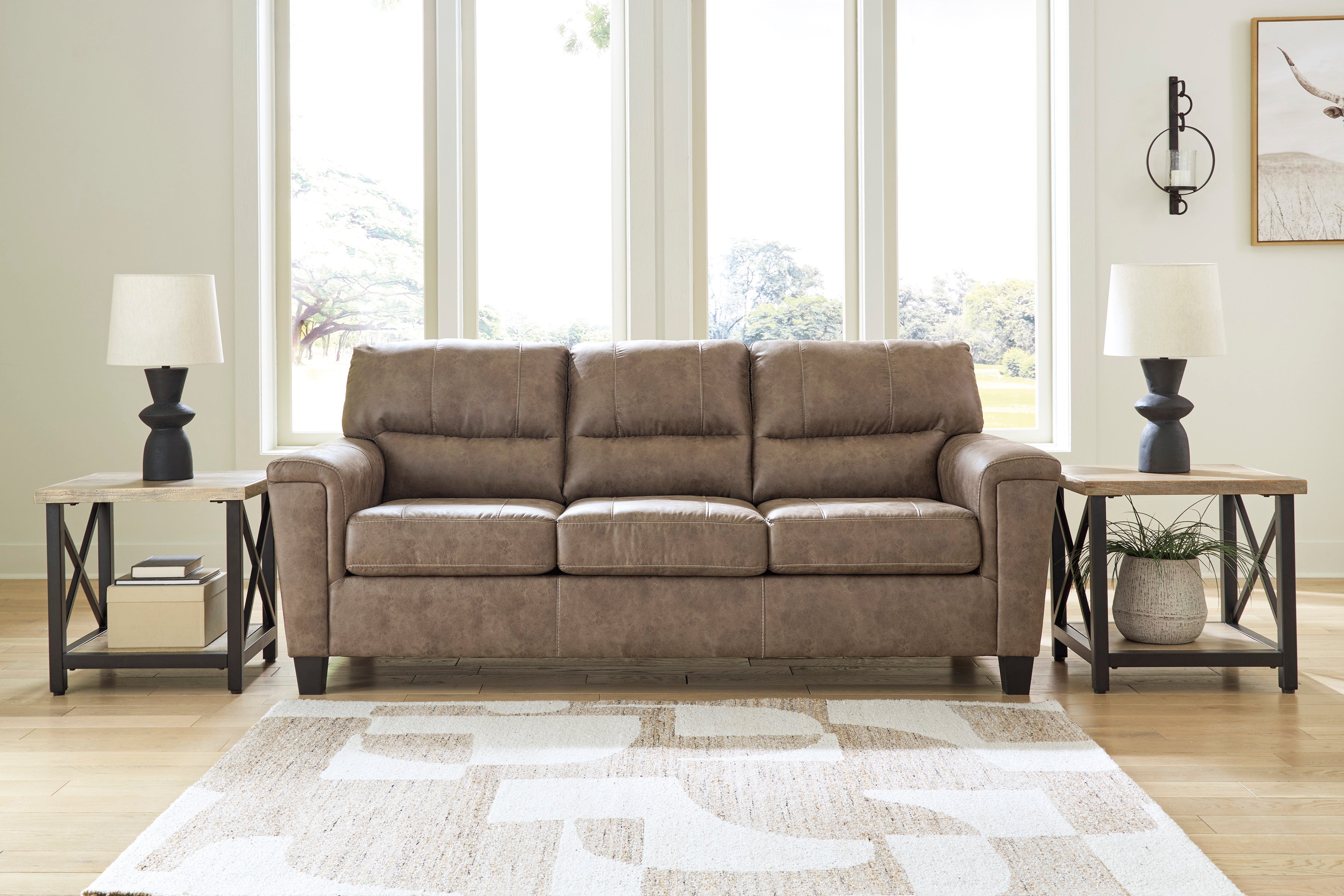Ashley Navi Fossil Faux Leather Queen Sofa Sleeper, view 2