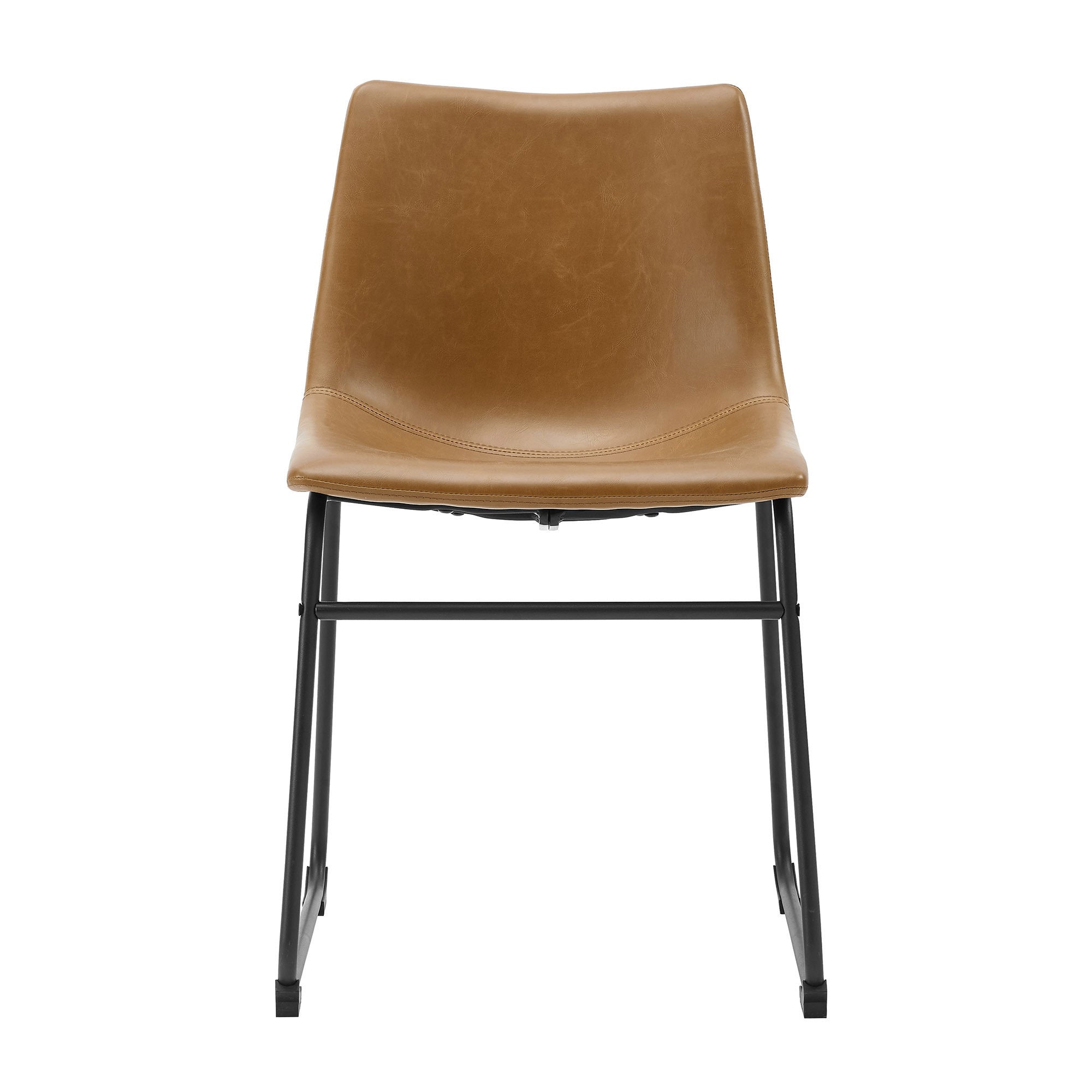 Industrial Faux Leather Dining Chairs, Set of 2 - Whiskey Brown