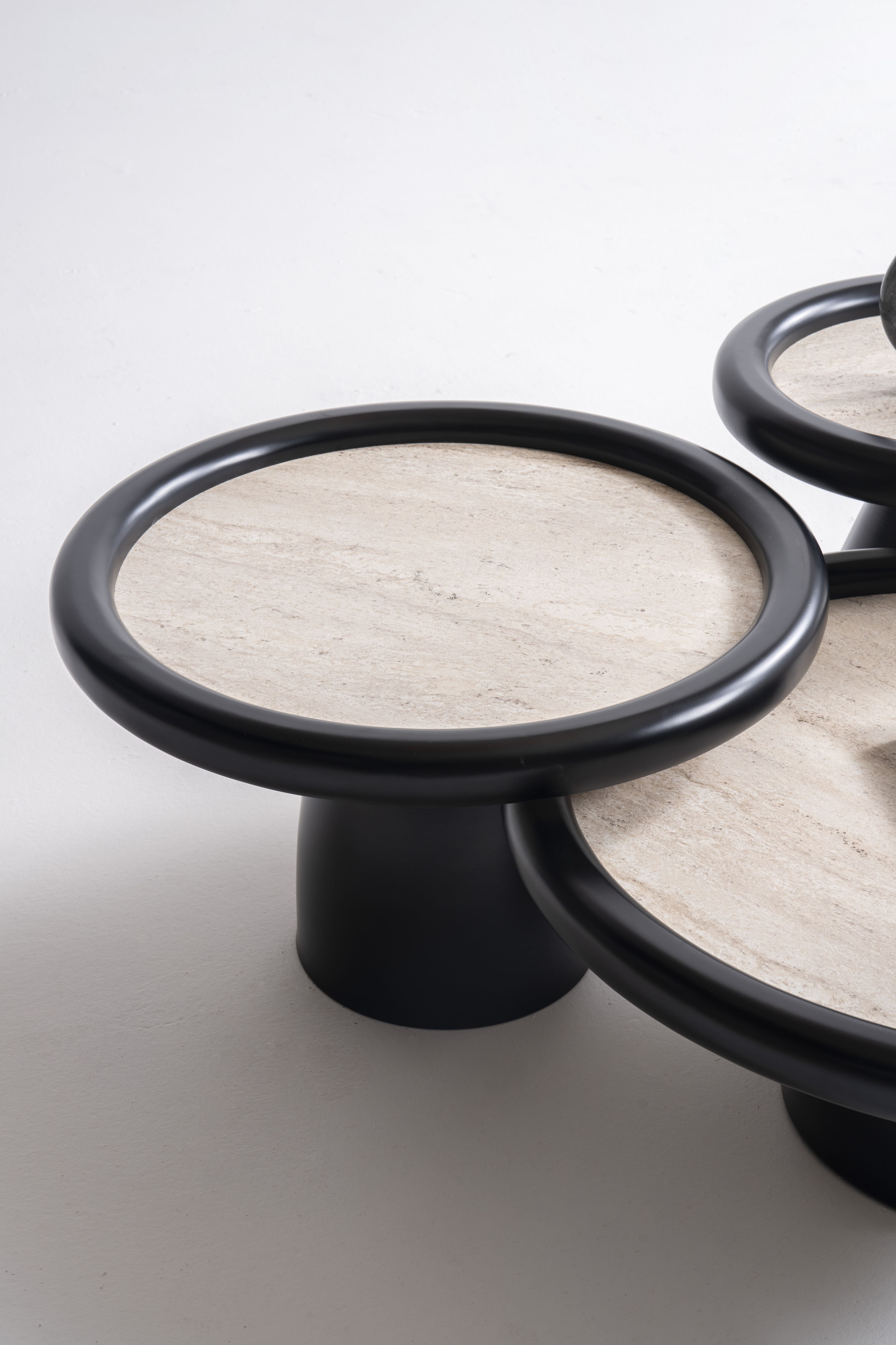 Black Travertine 3-Piece Coffee Table Set, view 7