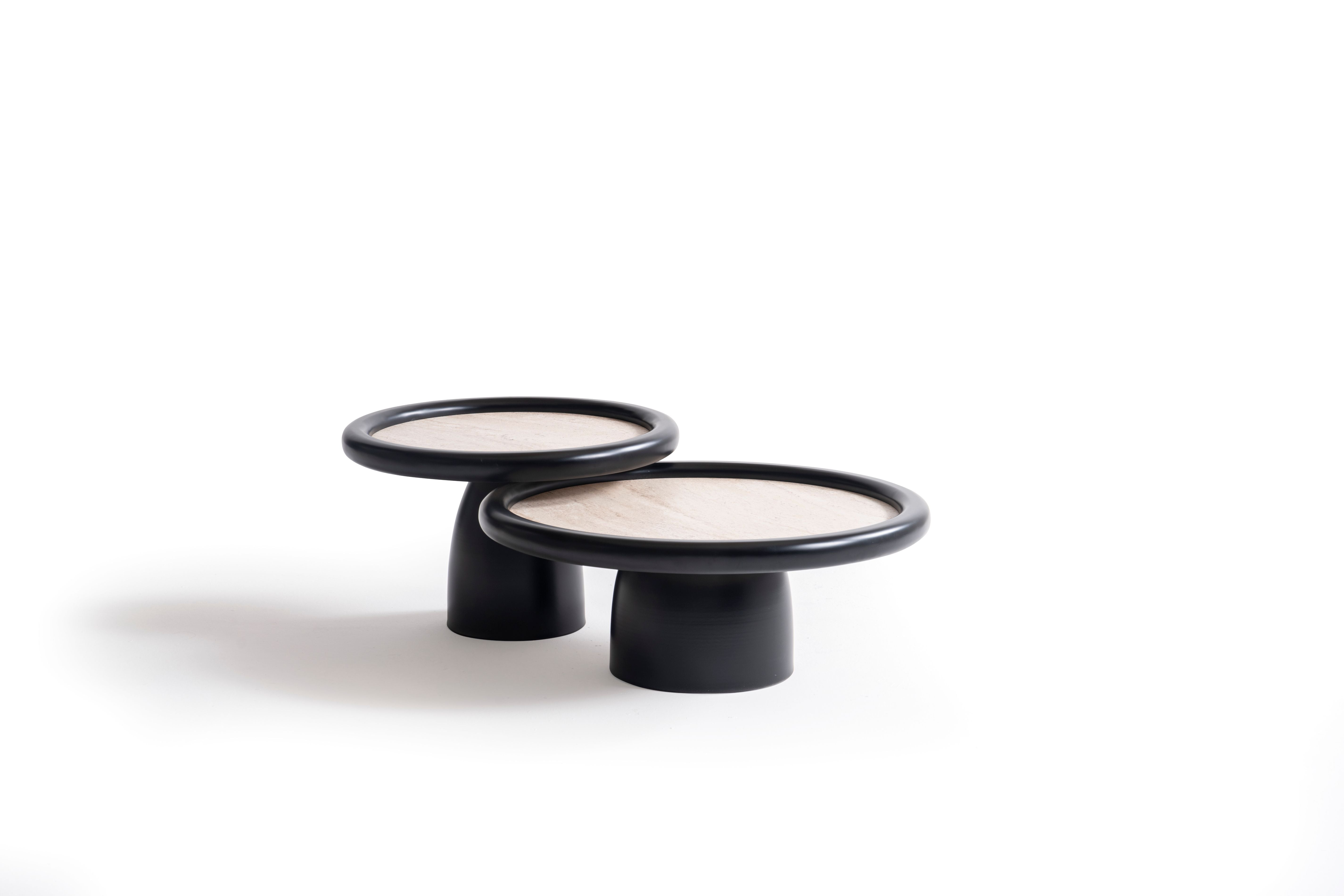 Black Travertine 3-Piece Coffee Table Set, view 9