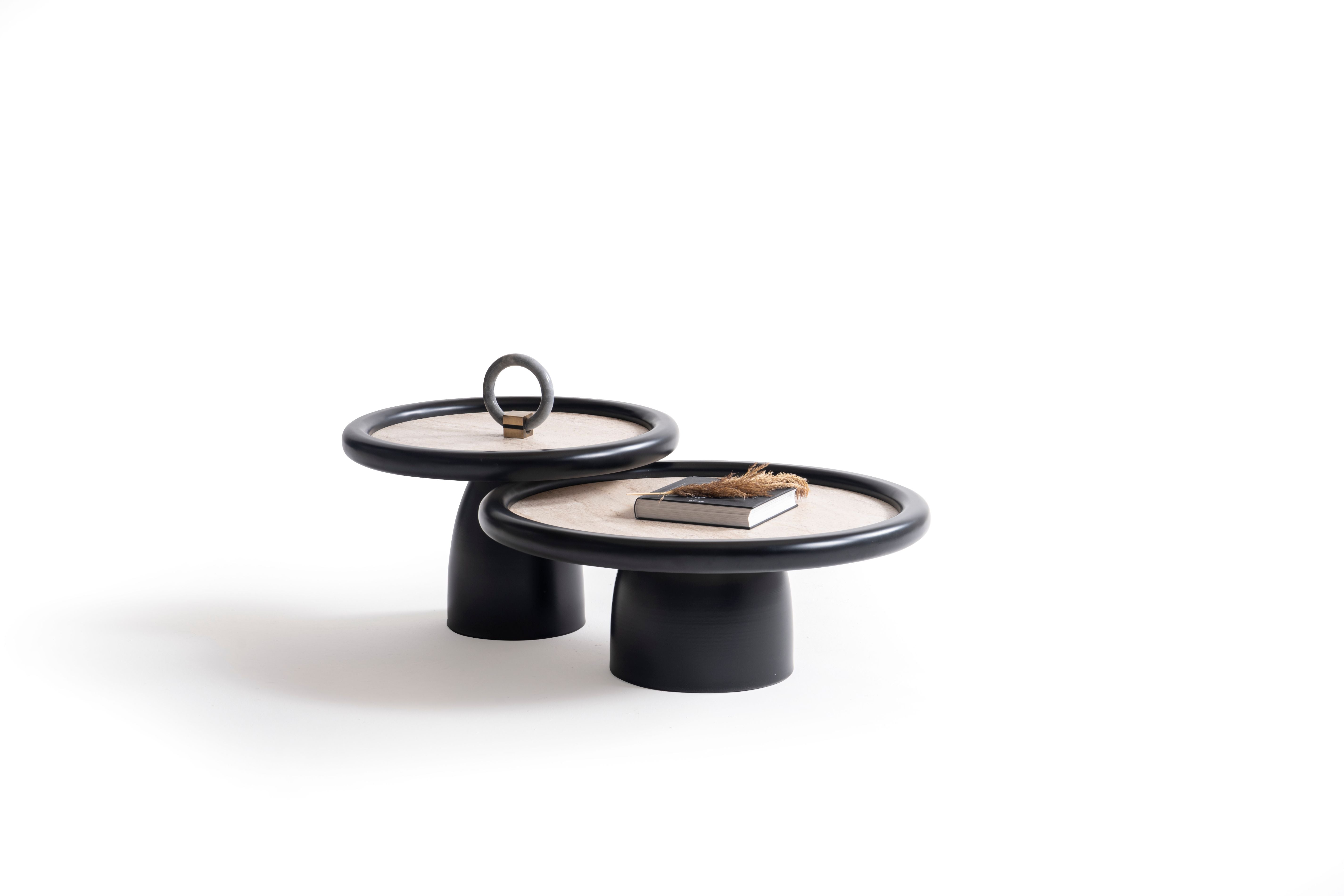 Black Travertine 3-Piece Coffee Table Set, view 8