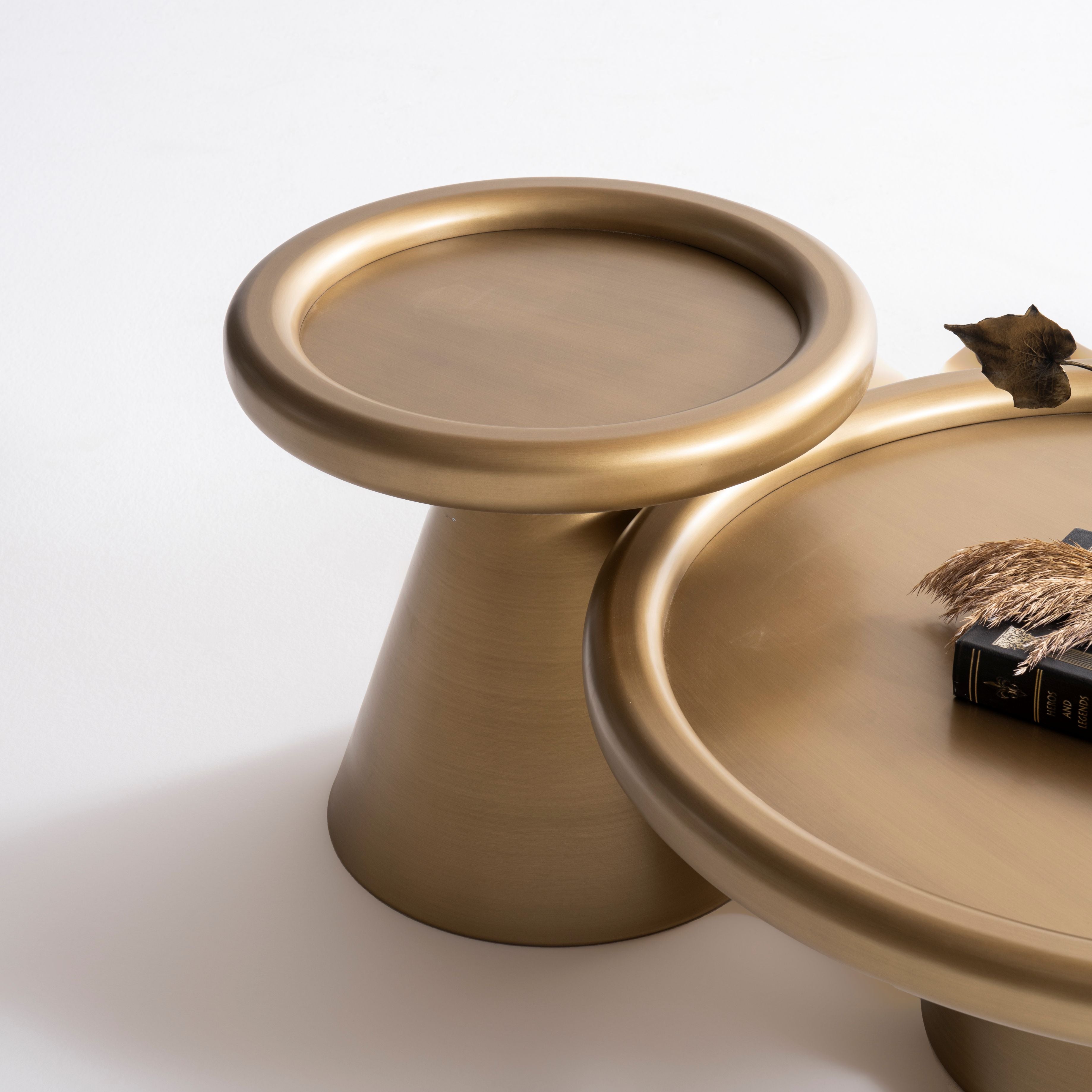 Gold Pedestal 3-Piece Coffee Table Set, view 7
