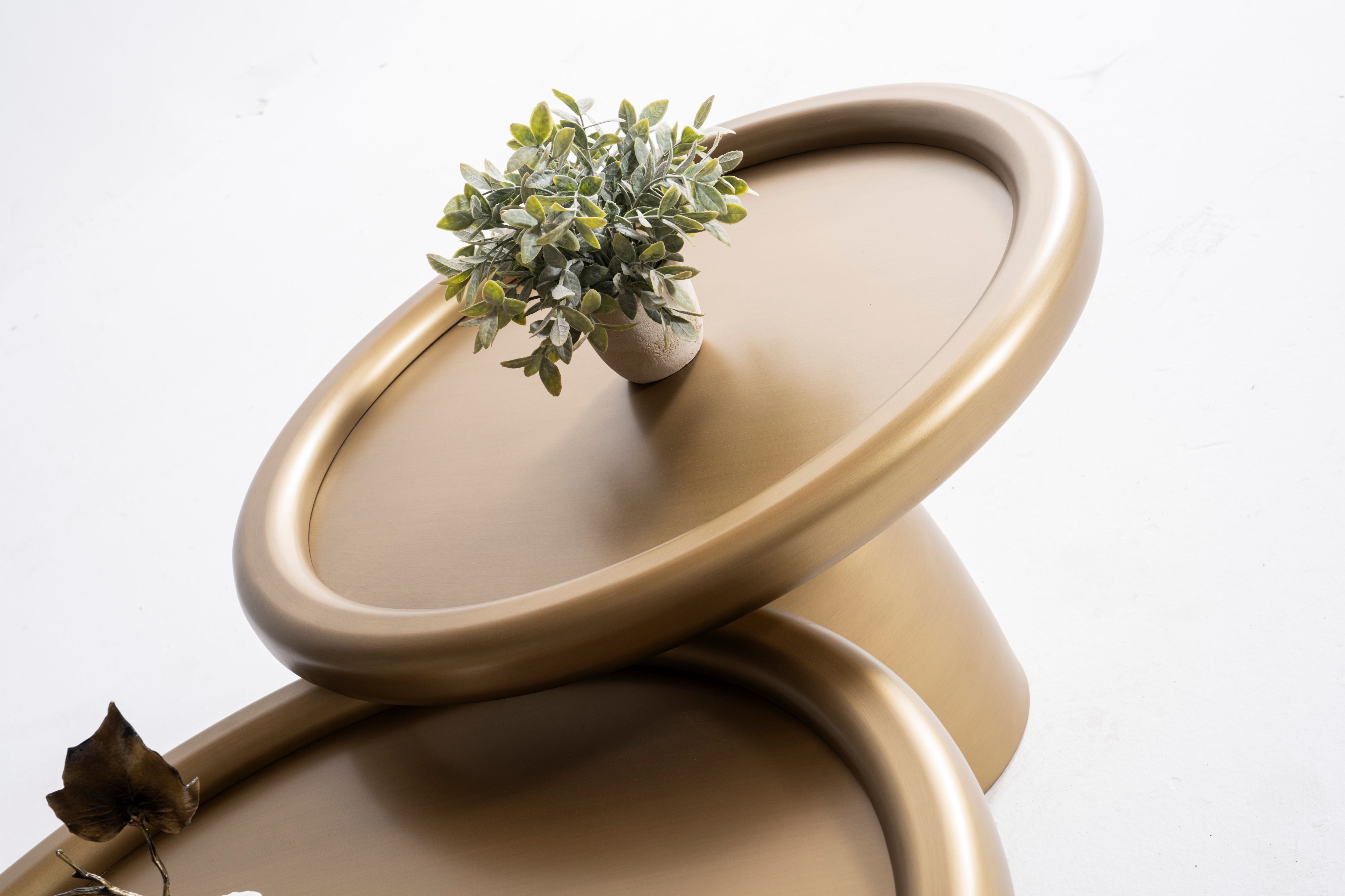 Gold Pedestal 3-Piece Coffee Table Set, view 8