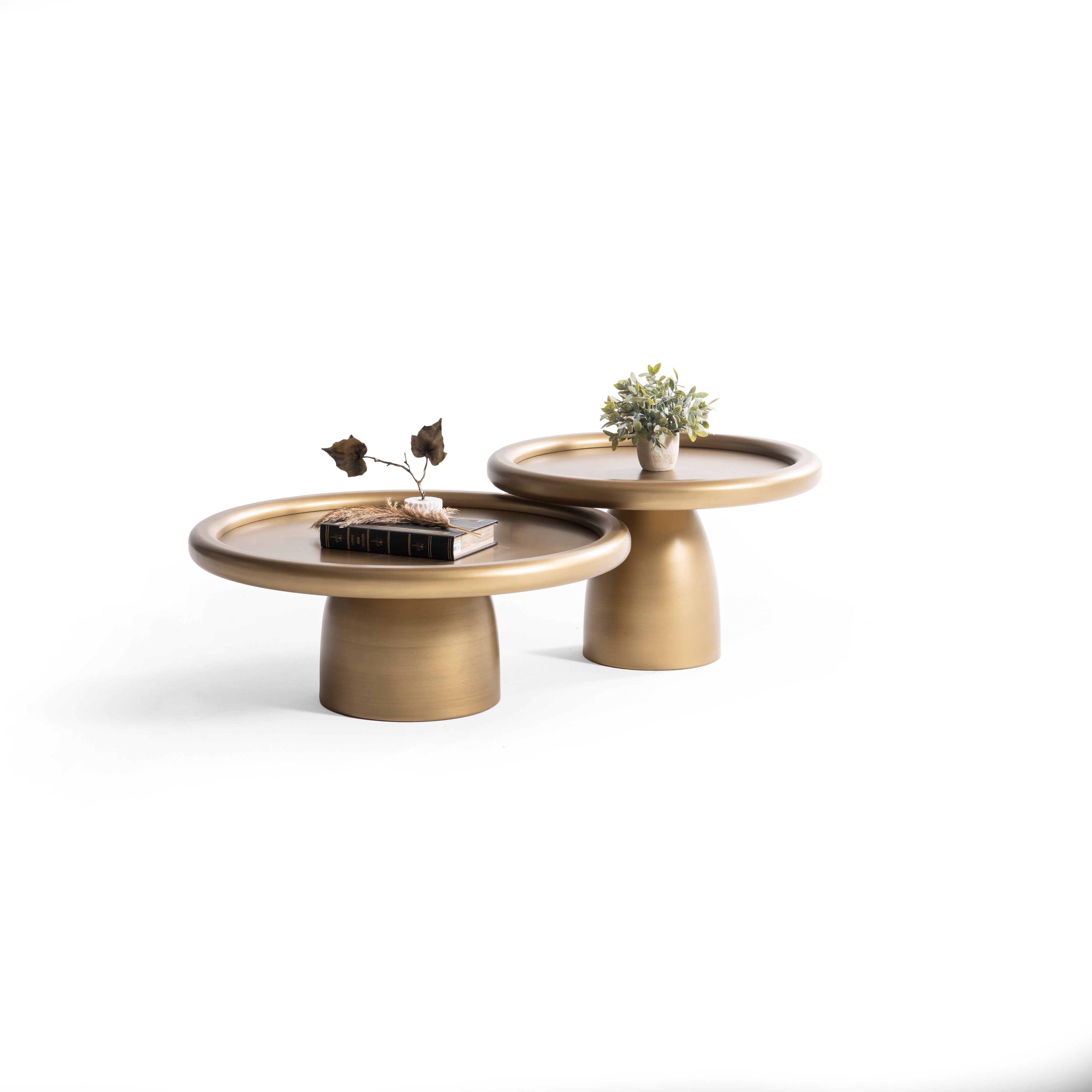 Gold Pedestal 3-Piece Coffee Table Set, view 4