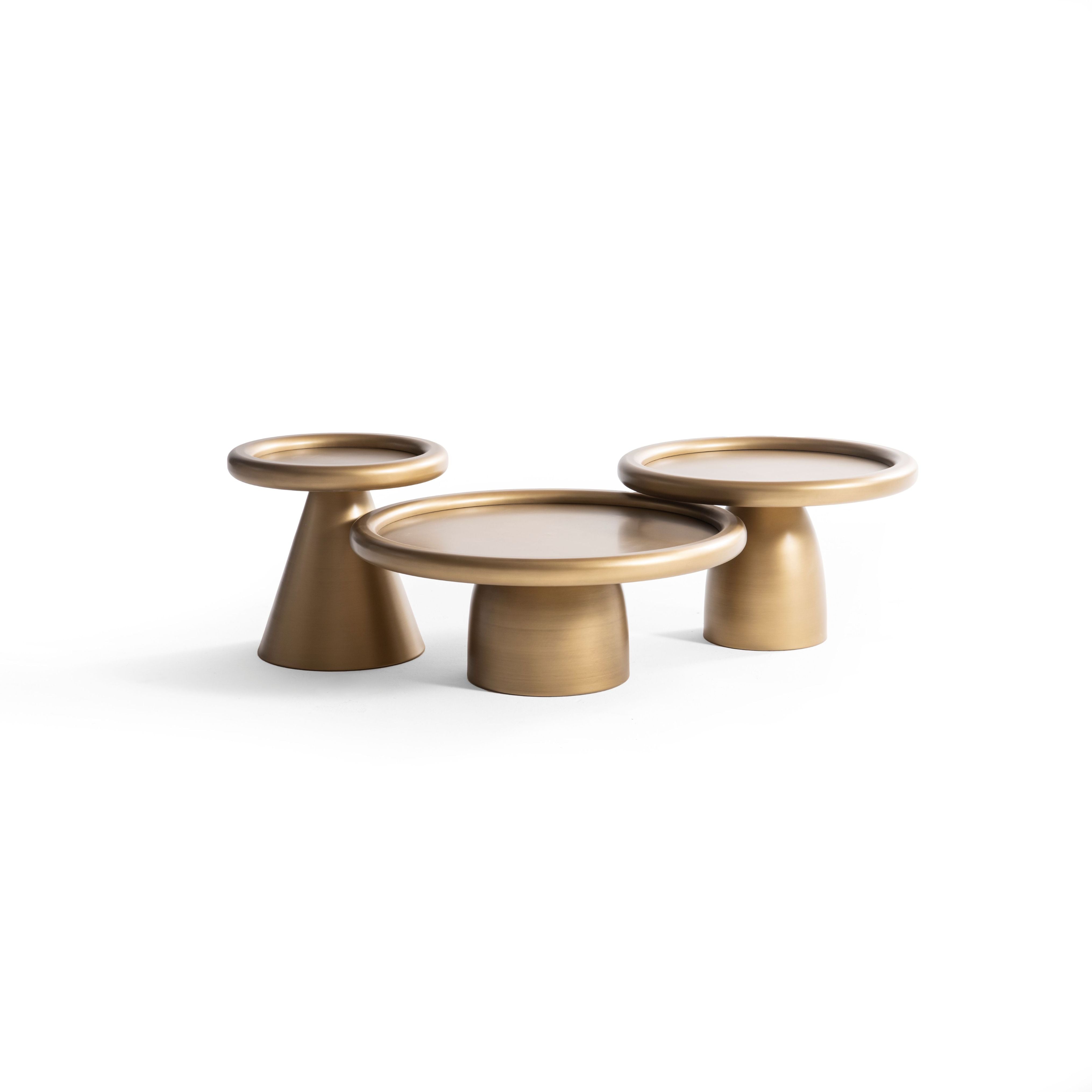 Gold Pedestal 3-Piece Coffee Table Set, view 2