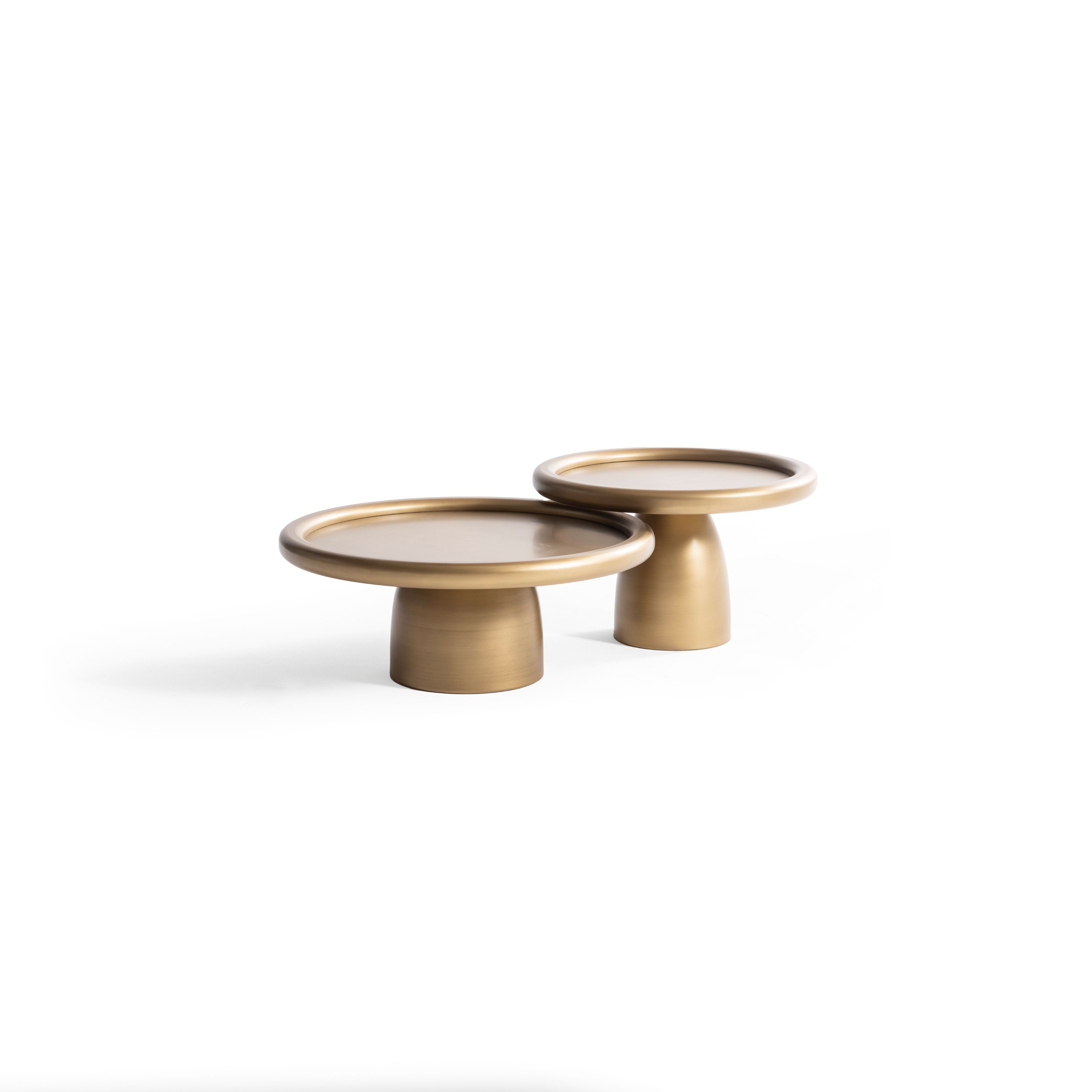 Gold Pedestal 3-Piece Coffee Table Set, view 5